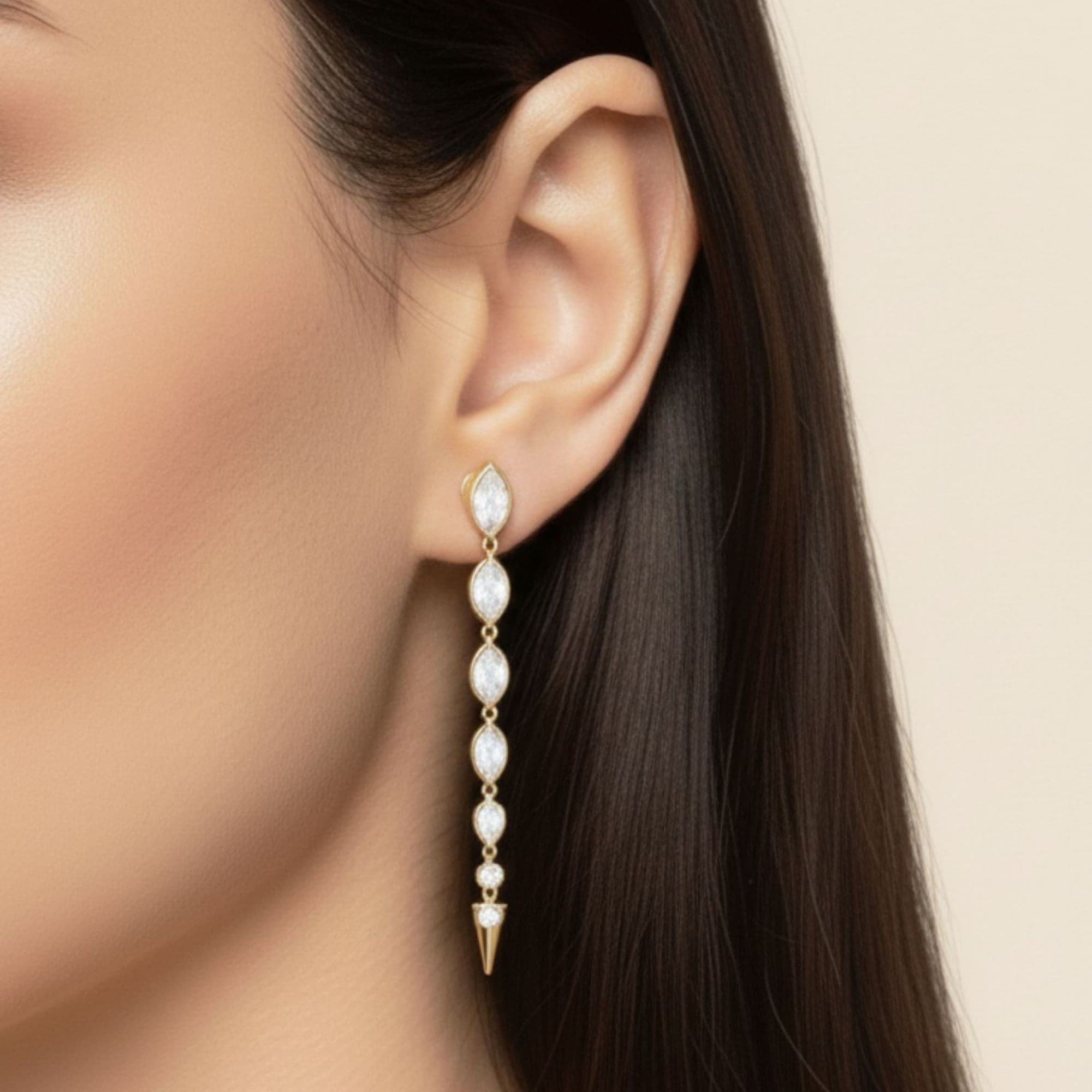 LGD Marquise & Round Drop Earrings (2.3 ct. tw.), Front view in yellow gold