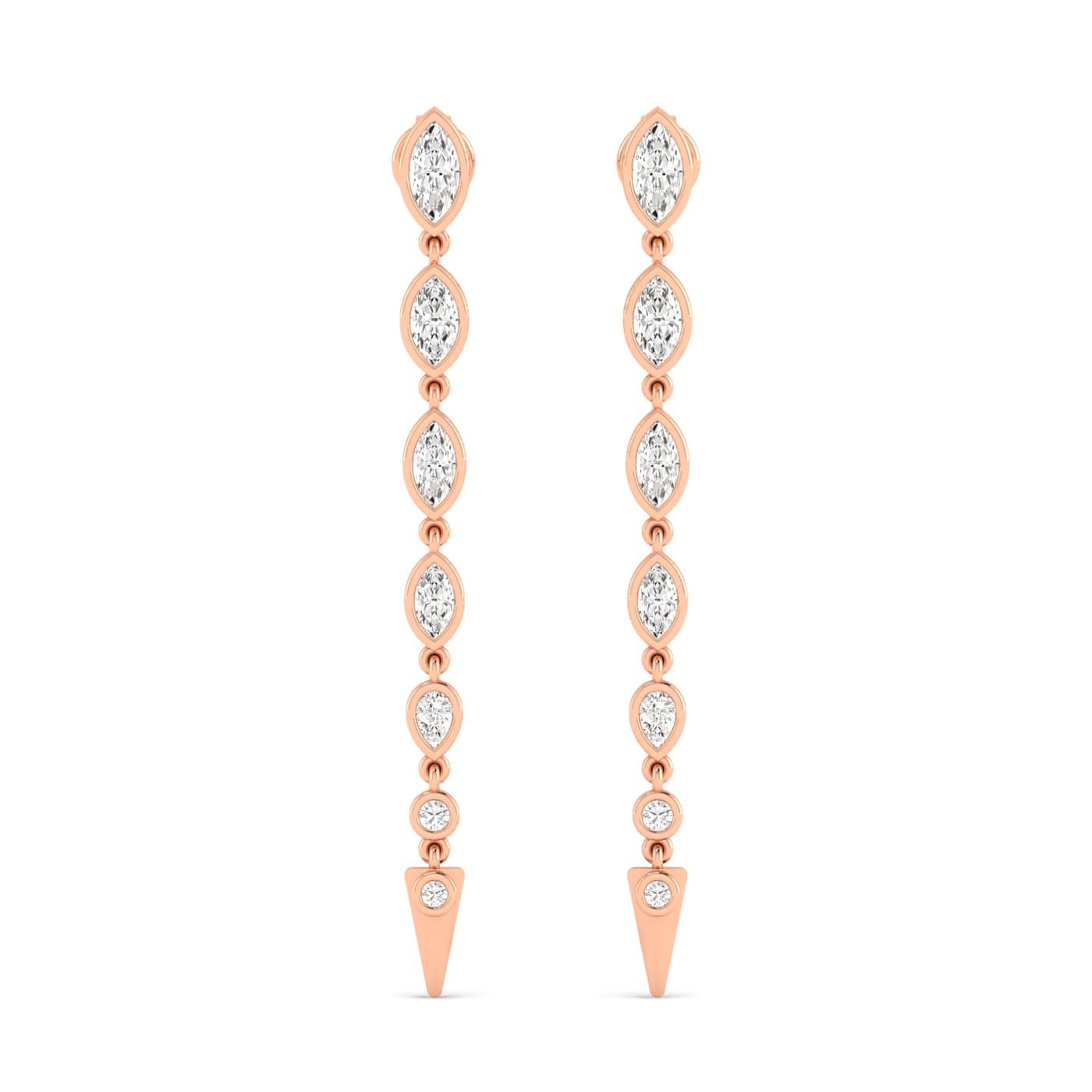 LGD Marquise & Round Drop Earrings (2.3 ct. tw.), Front view in rose gold