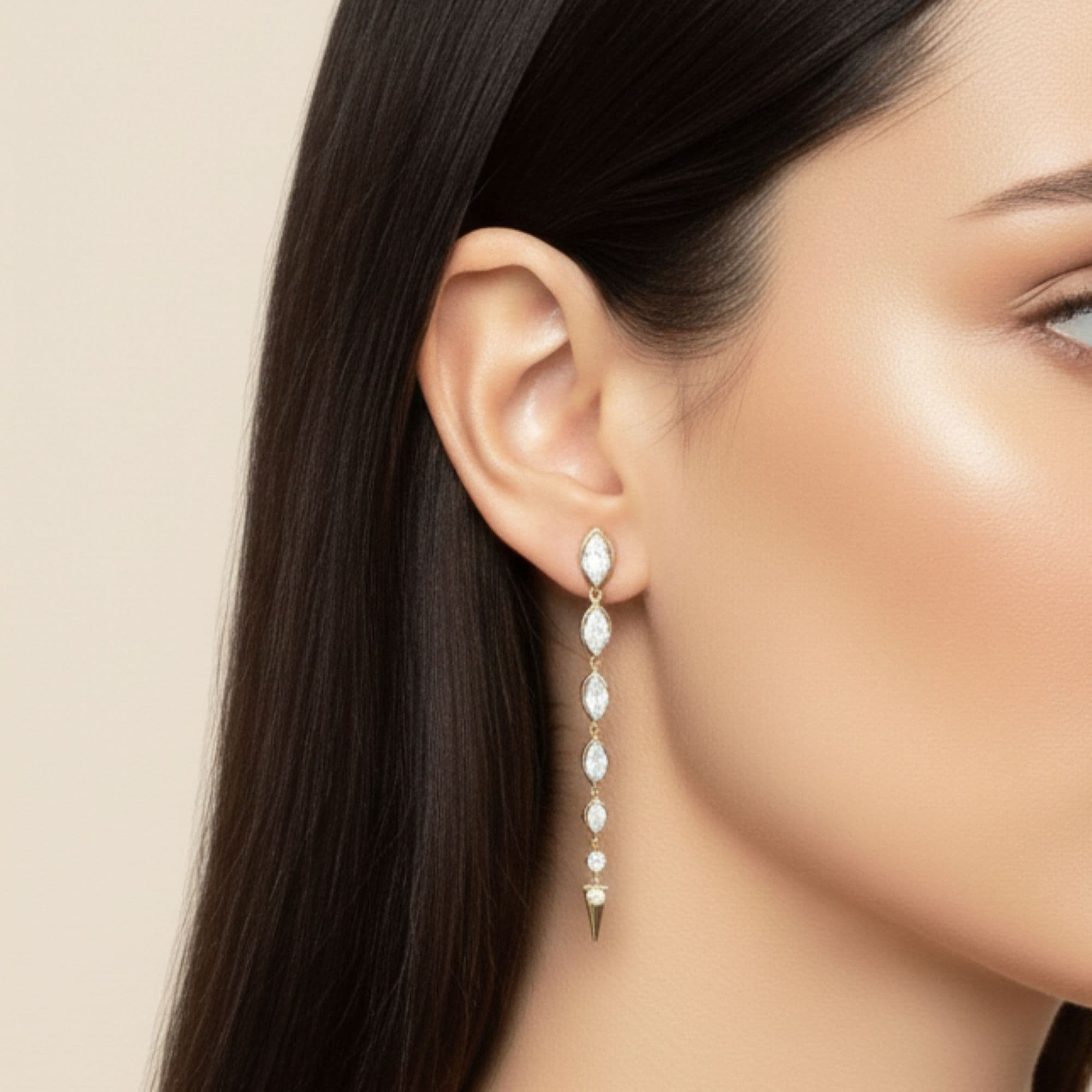 LGD Marquise & Round Drop Earrings (2.3 ct. tw.), Angle view in yellow gold
