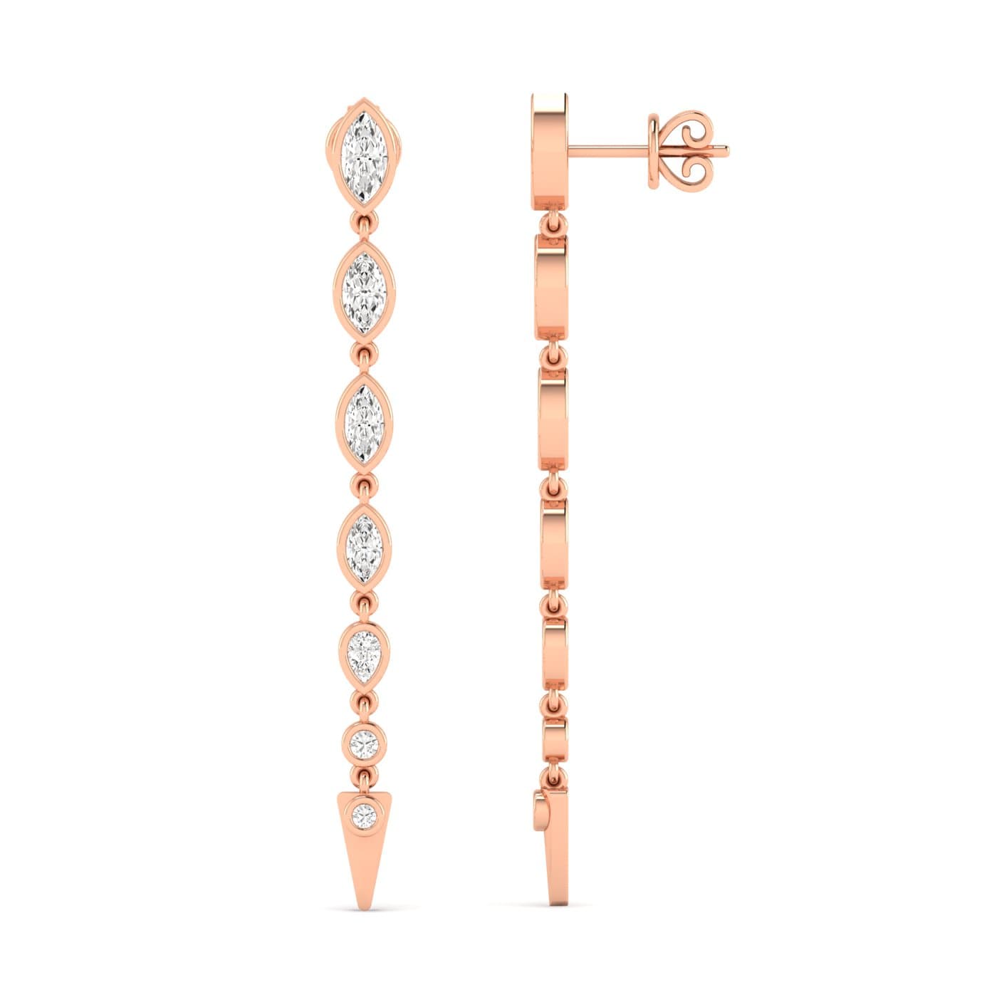 LGD Marquise & Round Drop Earrings (2.3 ct. tw.), Side view in rose gold