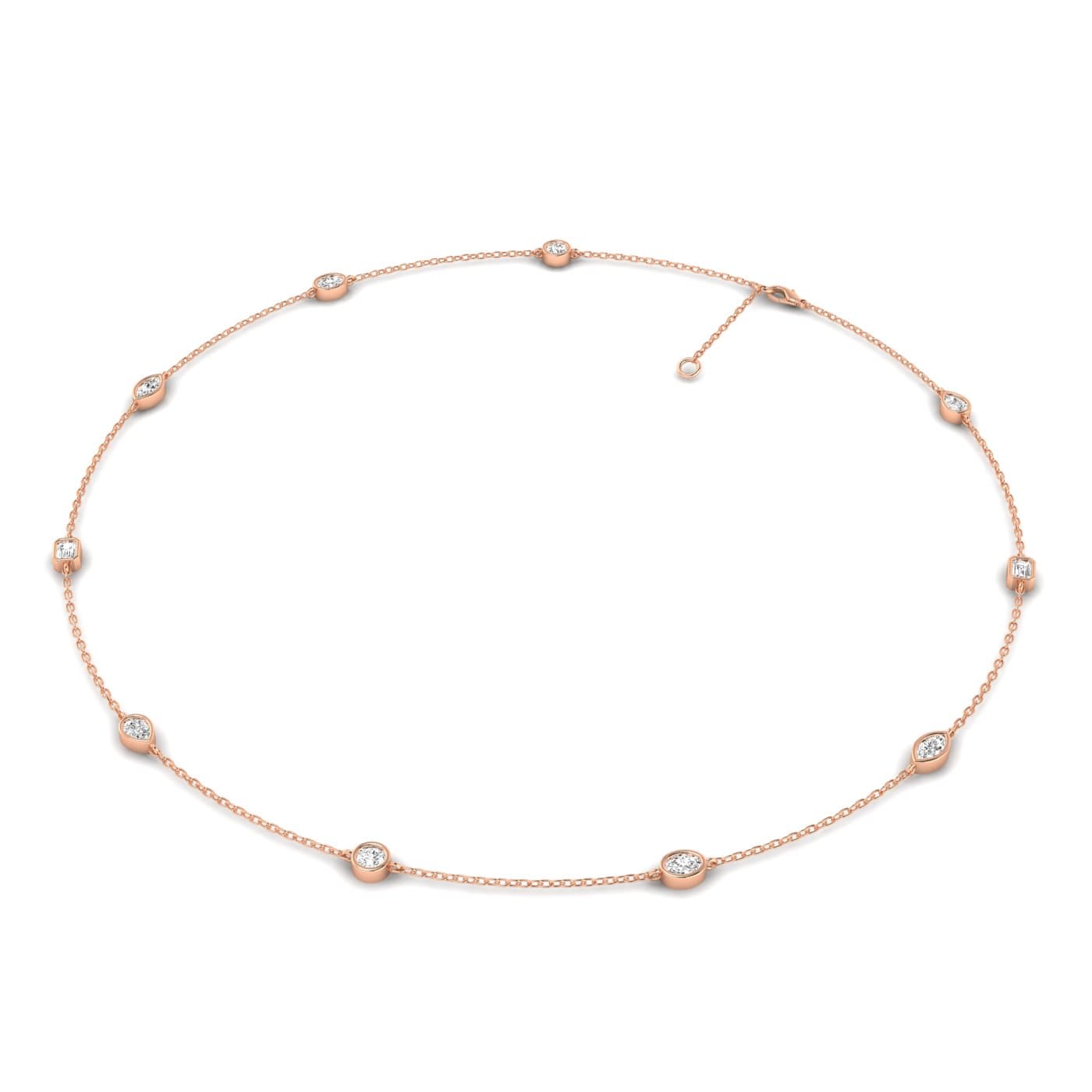 LGD Multi-Shape Stationary Necklace (1 ct. tw.), Angle view in rose gold