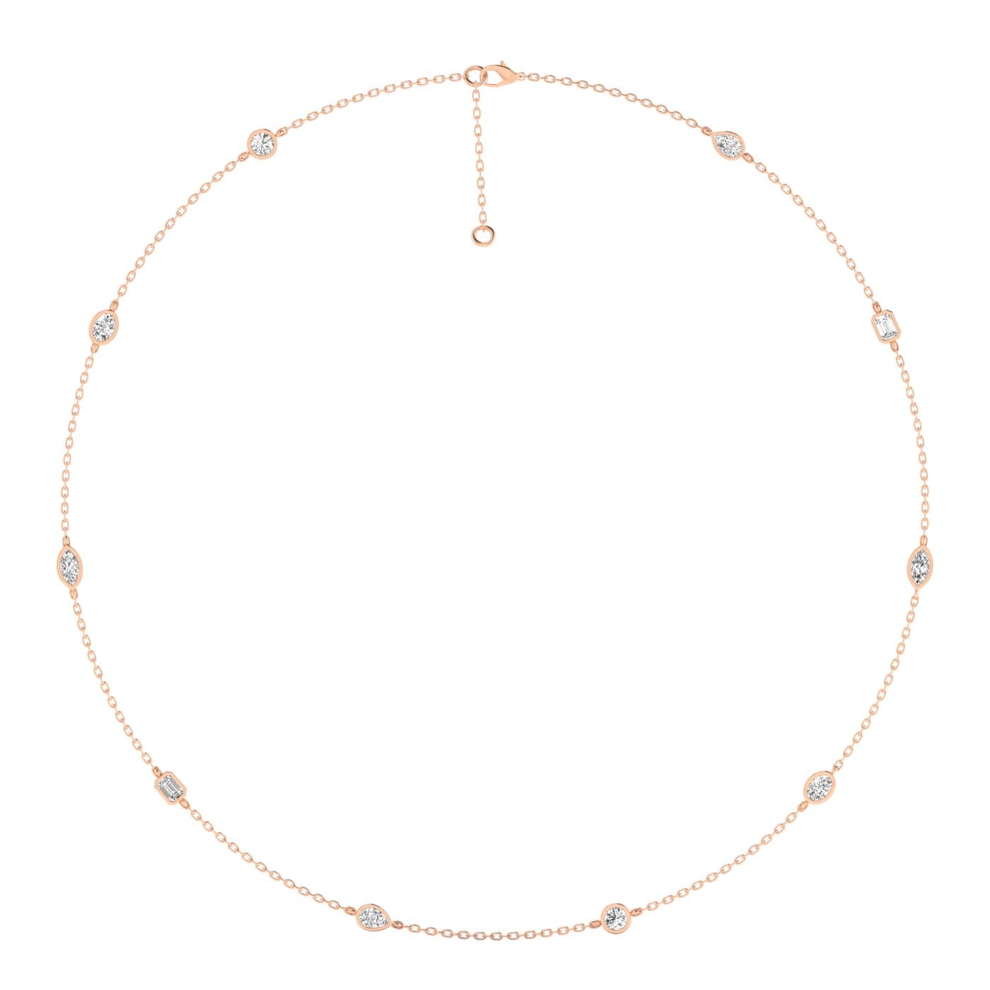 LGD Multi-Shape Stationary Necklace (1 ct. tw.), Side view in rose gold