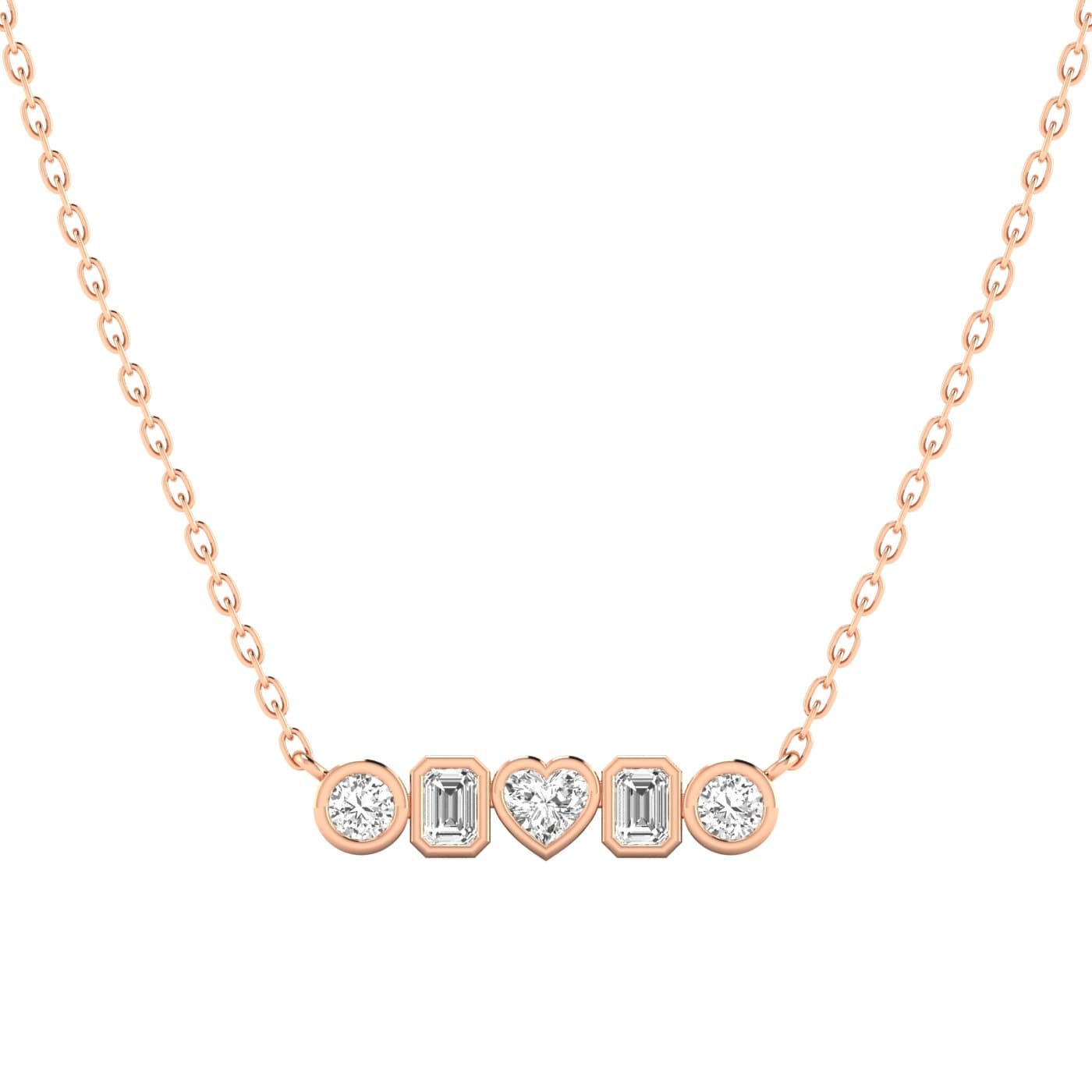 LGD Multi-Shape Bar Pendant w/ Chain (1 1/4 ct. tw.), Front view in rose gold