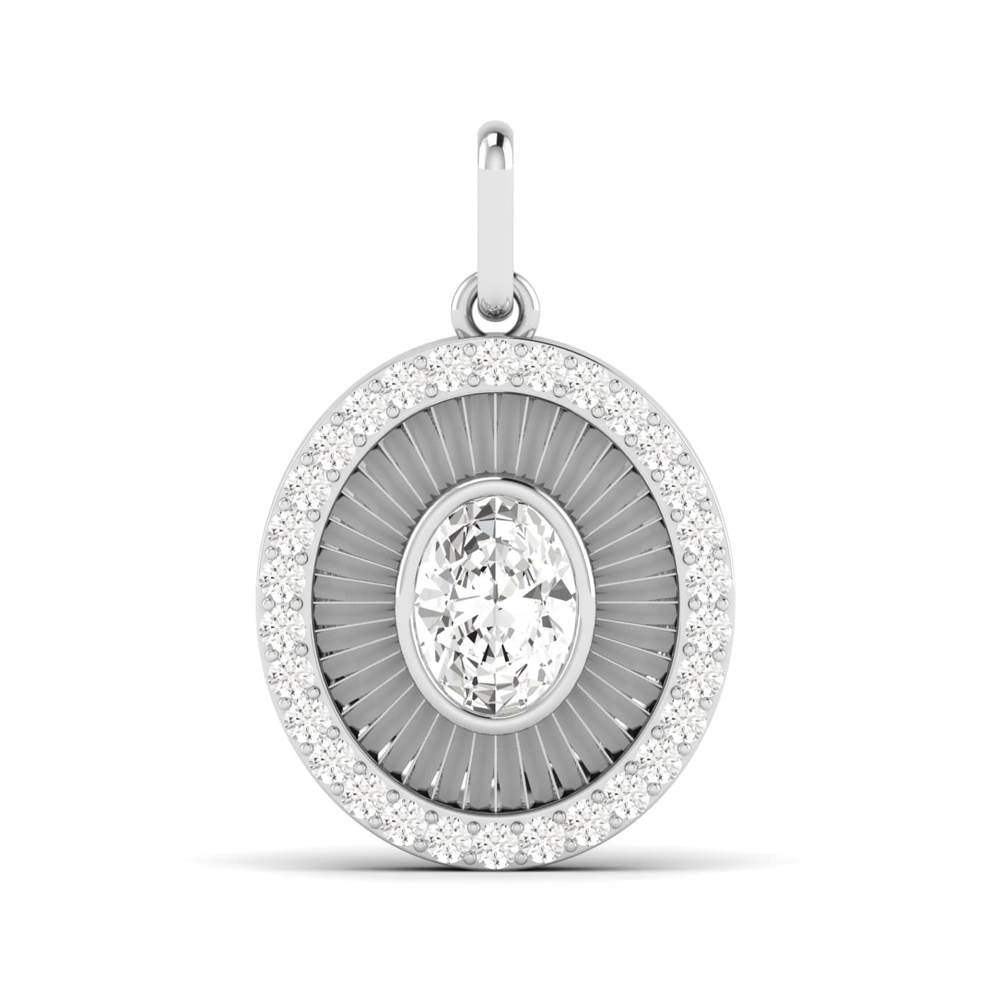 LGD Fluted Oval Halo Pendant — View 1