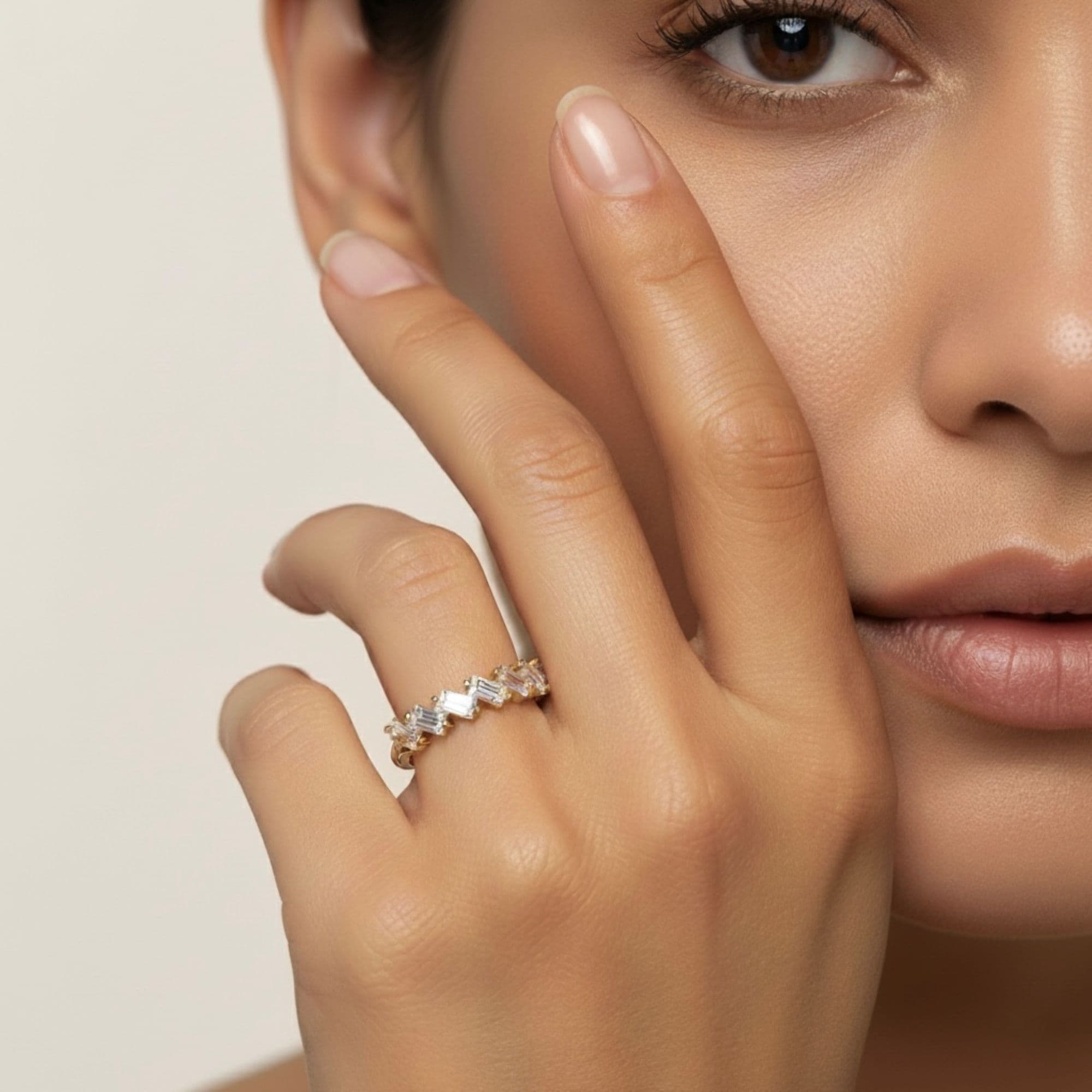 LGD Baguette Ring (1/2 ct. tw.), Angle view in yellow gold
