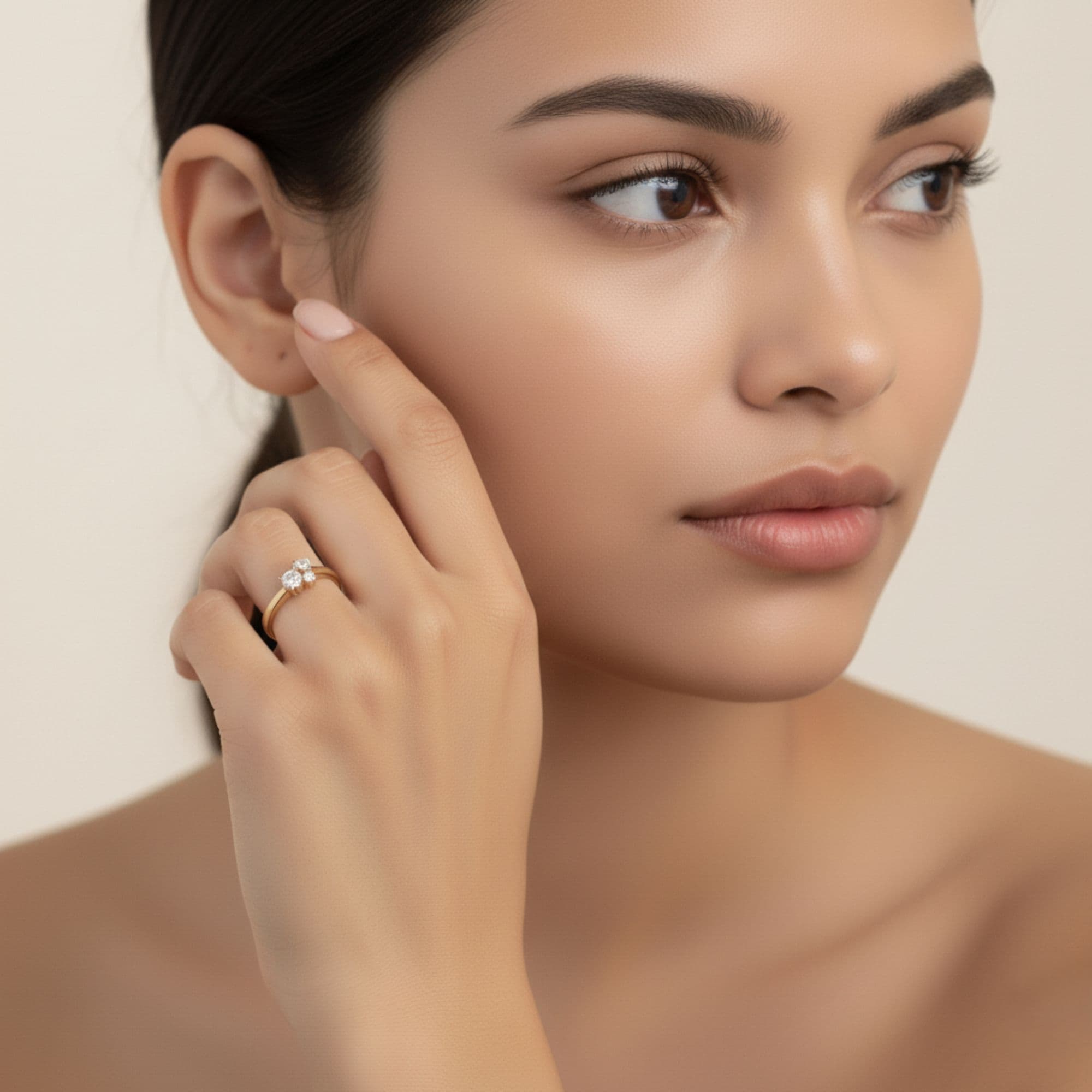 Round Stack Band (1/2 ct. tw.), Angle view in yellow gold