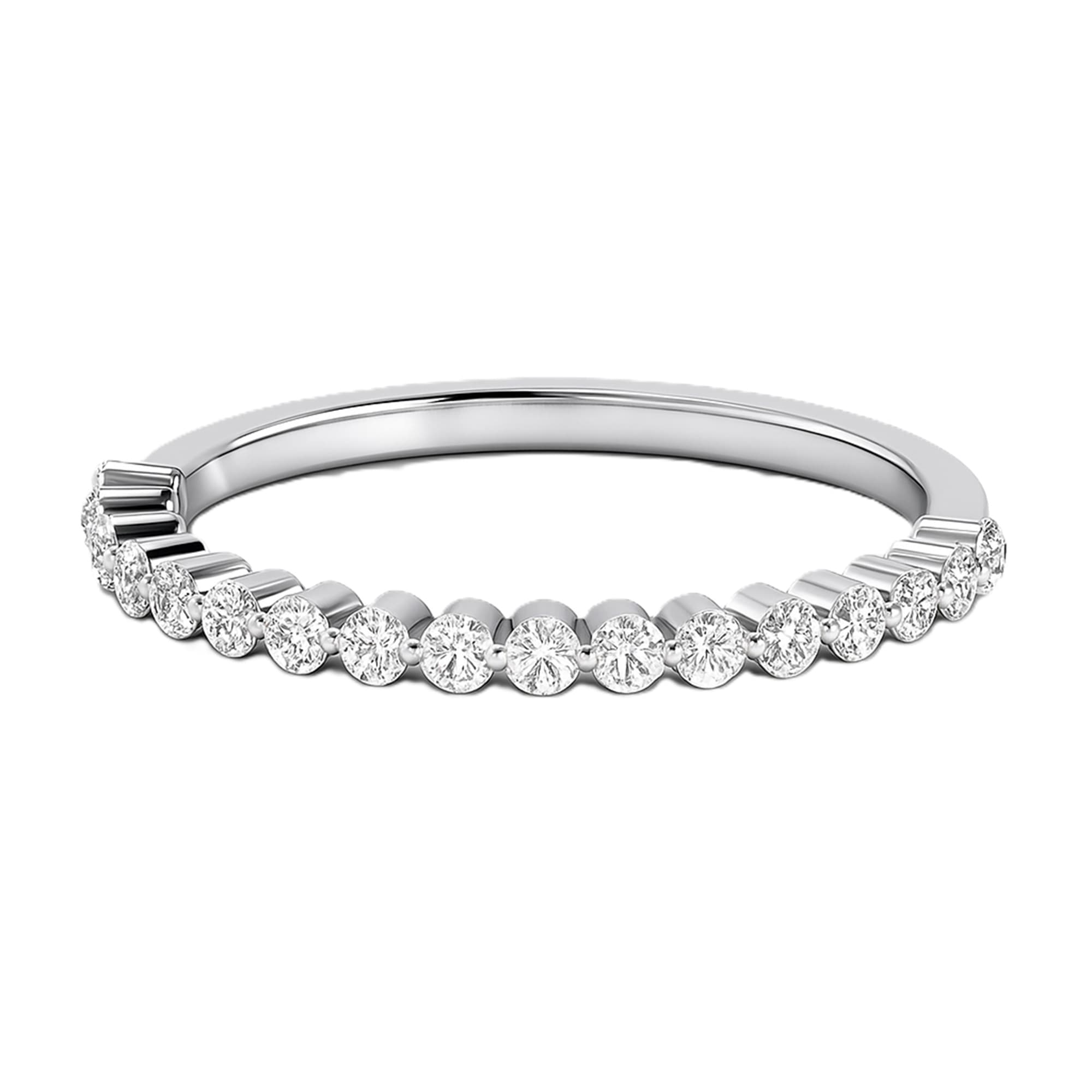 Round Half Band Stack (0.3 ct. tw.), On hand view in white gold or platinum