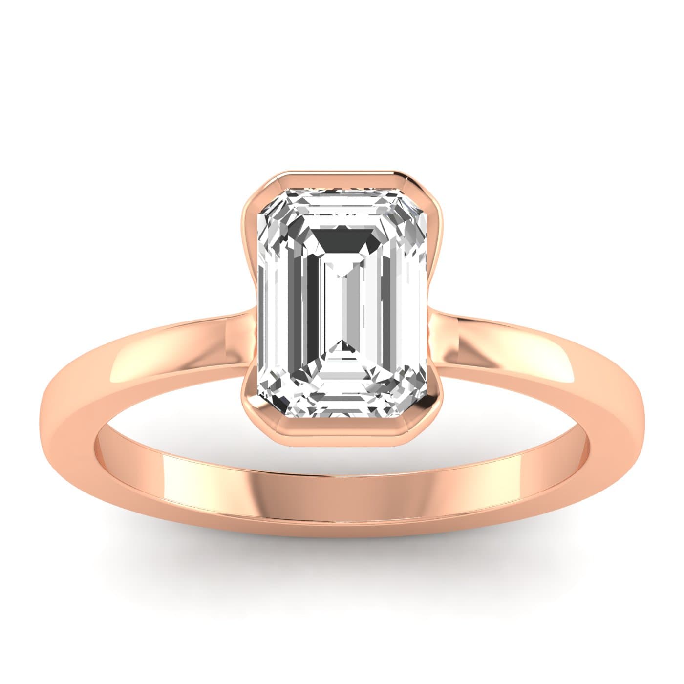 Emerald 1 ct Plus Ring, style L0237R, Front view in rose gold