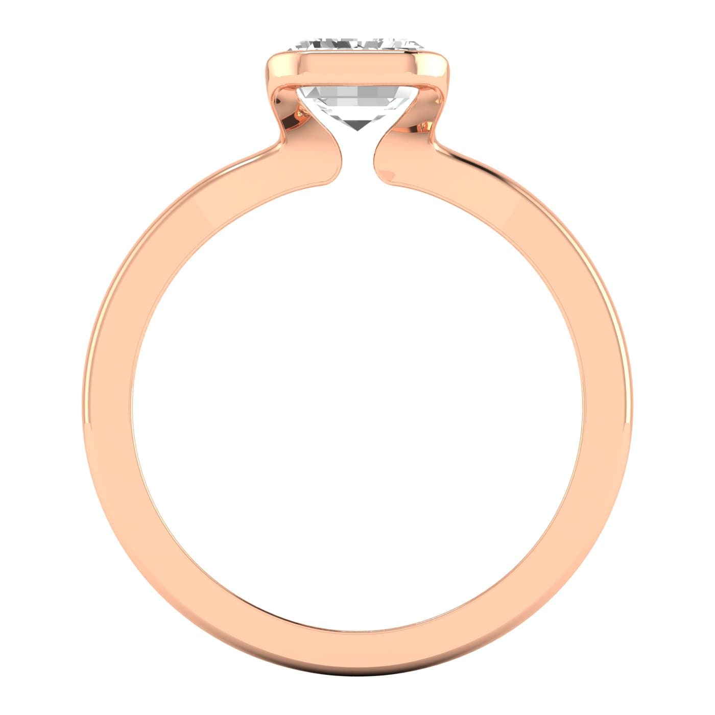 Emerald 1 ct Plus Ring, style L0237R, Side view in rose gold