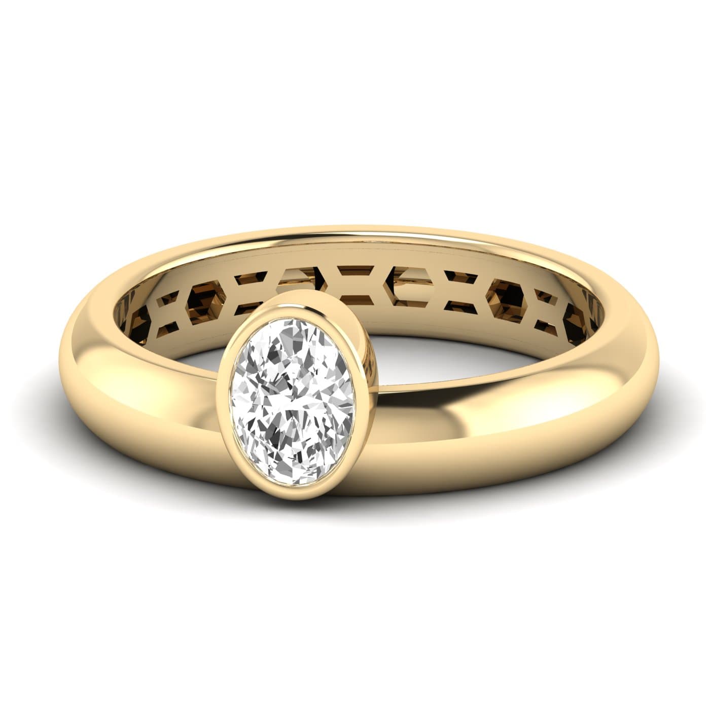 Lab Diamond Oval Cut Ring 1/2 Ctw (1/2 ct. tw.), Front view in yellow gold