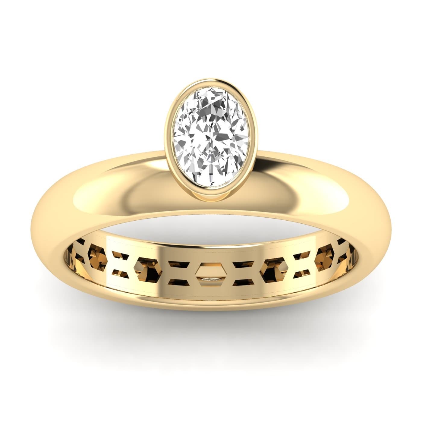 Lab Diamond Oval Cut Ring 1/2 Ctw (1/2 ct. tw.), On hand view in yellow gold