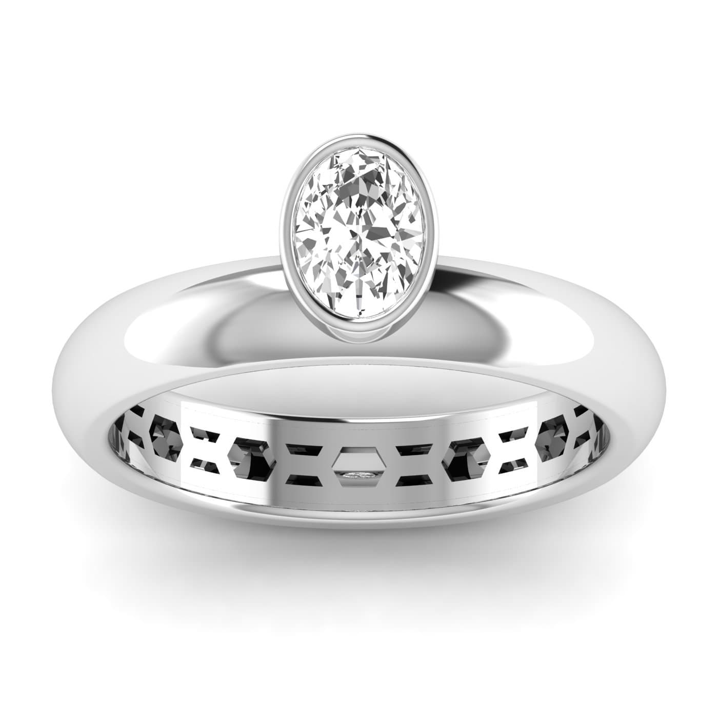 Lab Diamond Oval Cut Ring 1/2 Ctw (1/2 ct. tw.), On hand view in white gold or platinum