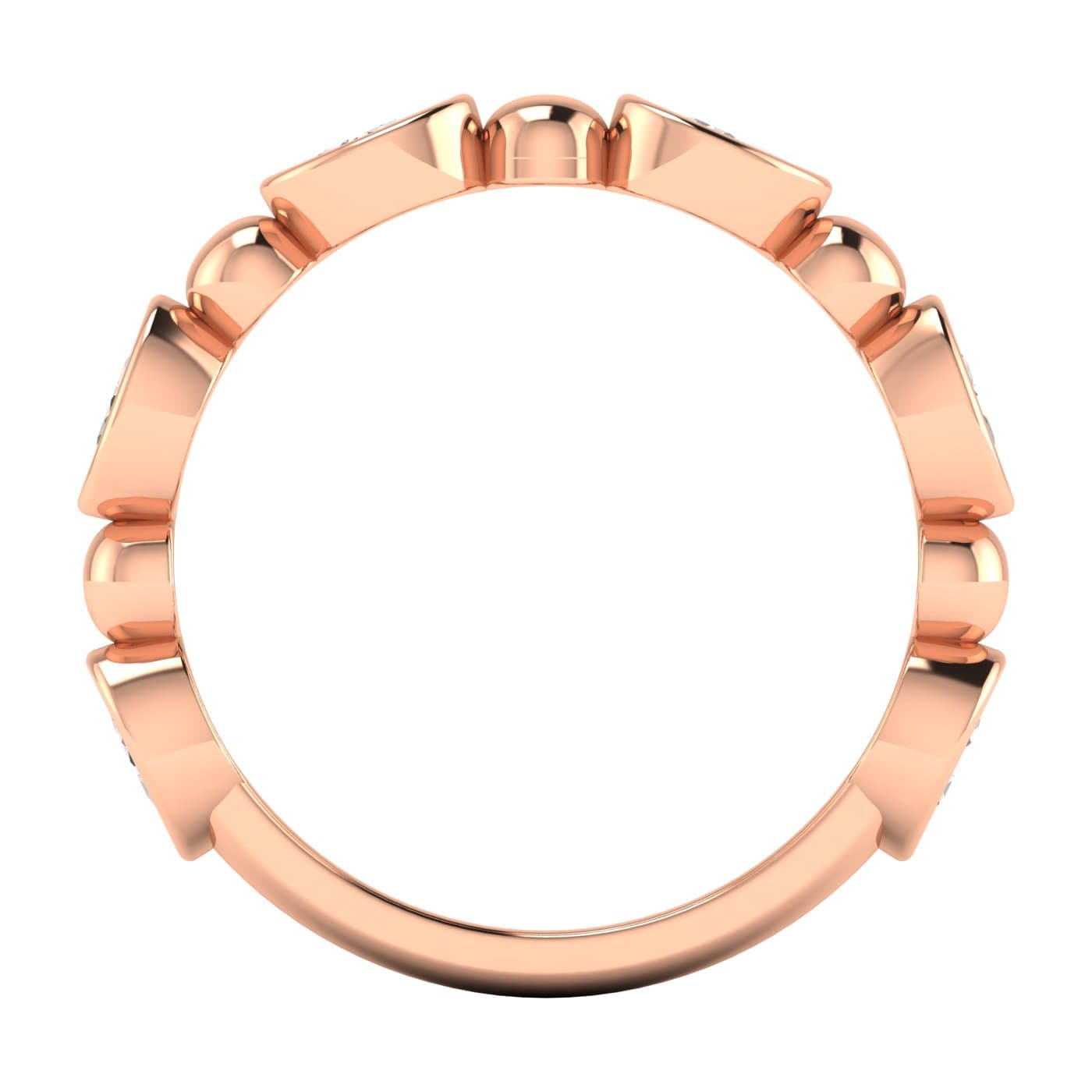 Lab Diamond Alternating Bead & Oval Band 1 Ctw (1 ct. tw.), Side view in rose gold