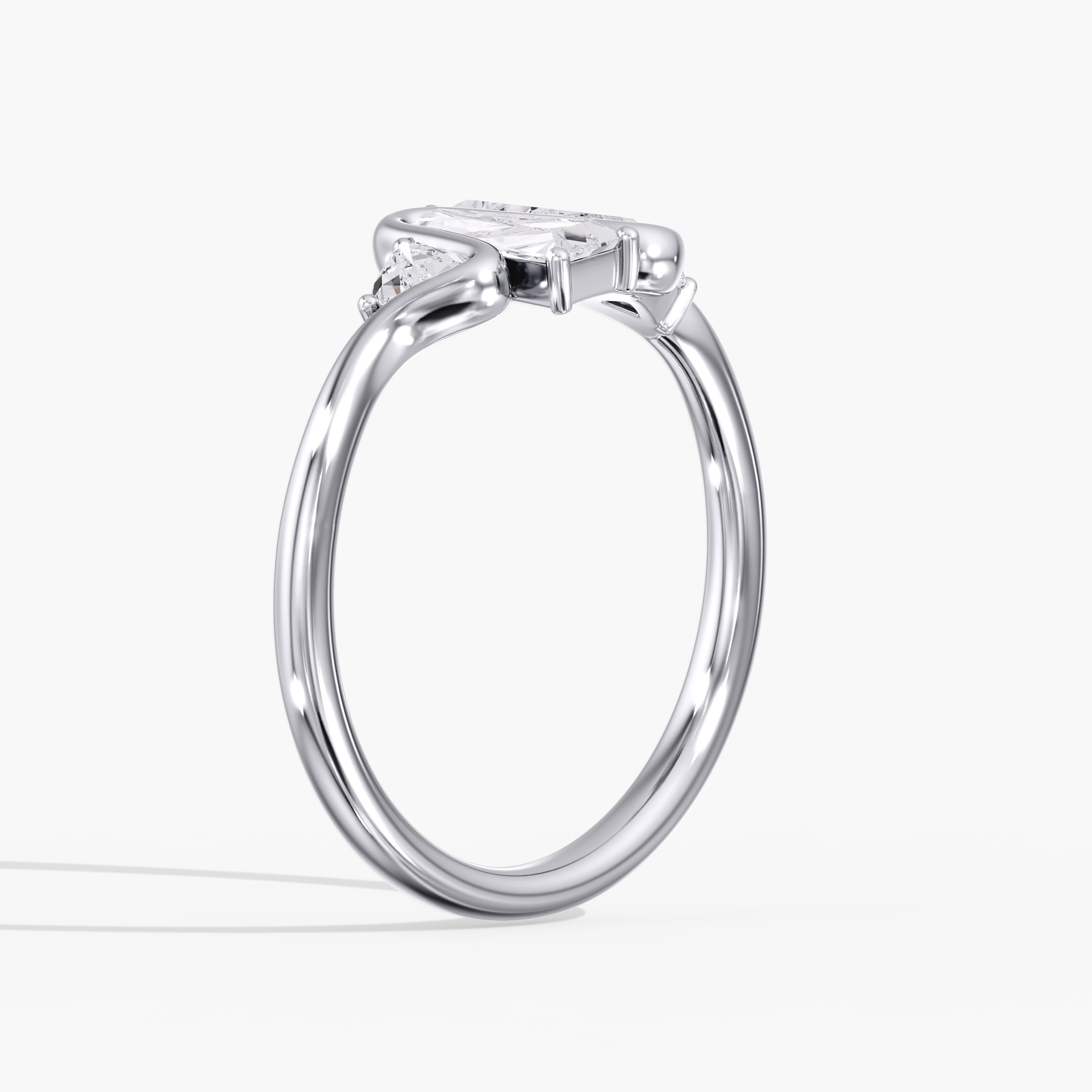 Lab Diamond Tapered Baguette Ring 4/5 Ctw (0.8 ct. tw.), Angle view in white gold or platinum