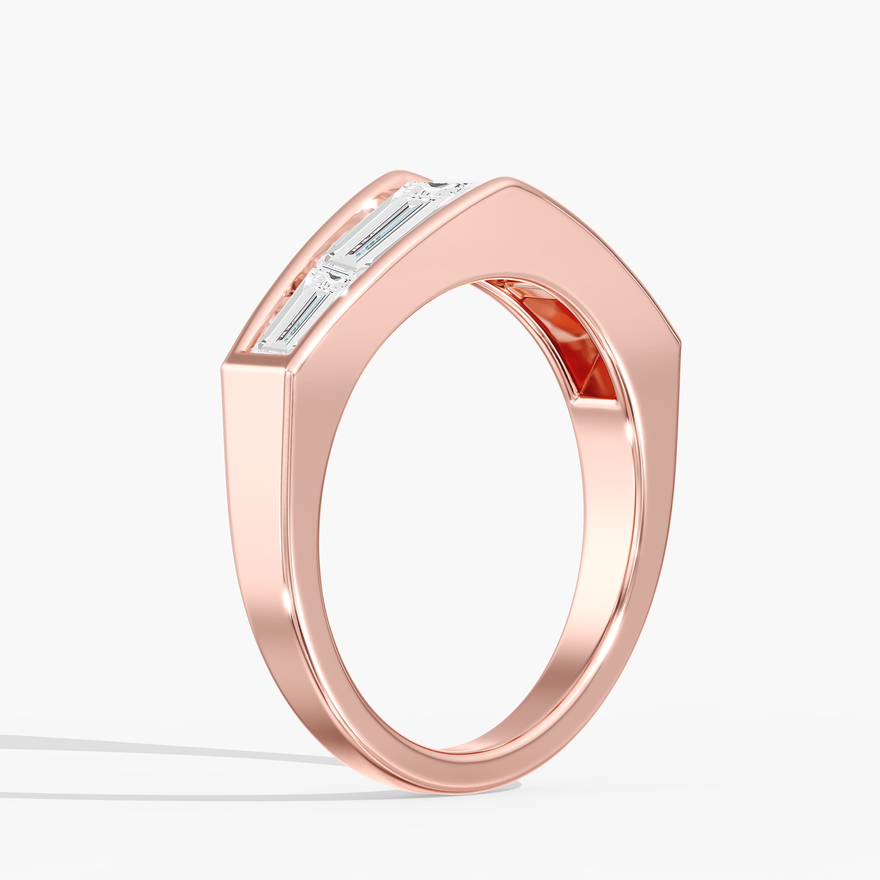 Lab Diamond Tapered Baguette Ring 2 Ctw (2 ct. tw.), Angle view in rose gold