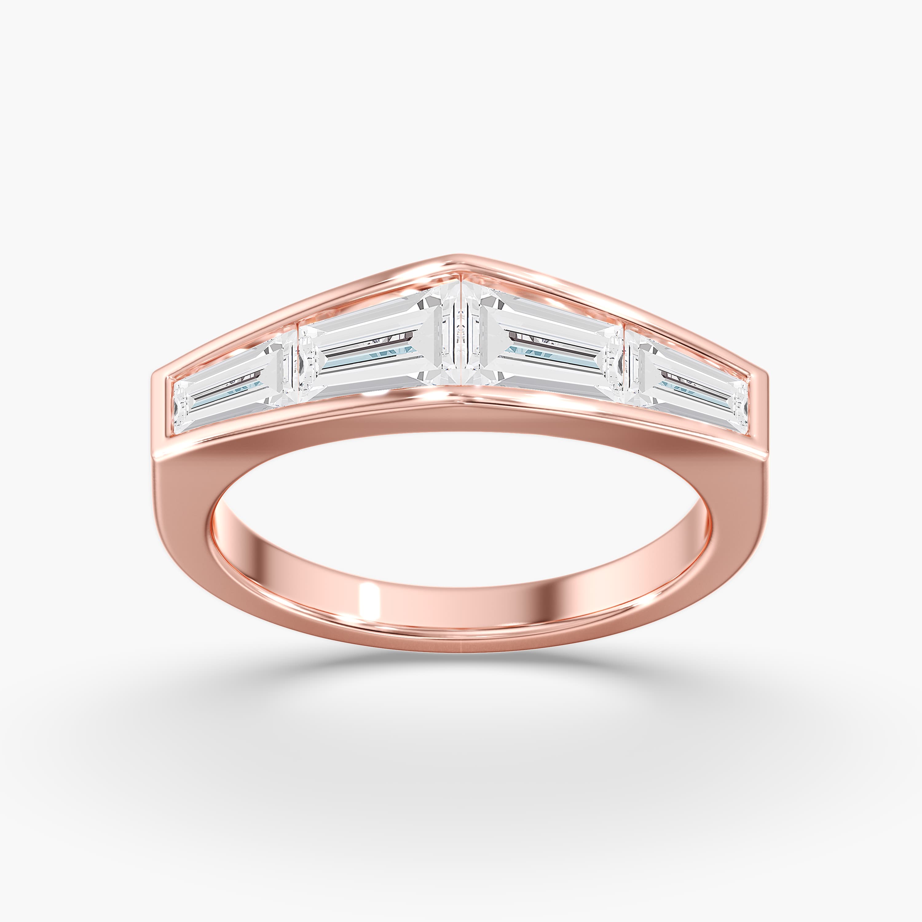 Lab Diamond Tapered Baguette Ring 2 Ctw (2 ct. tw.), On hand view in rose gold