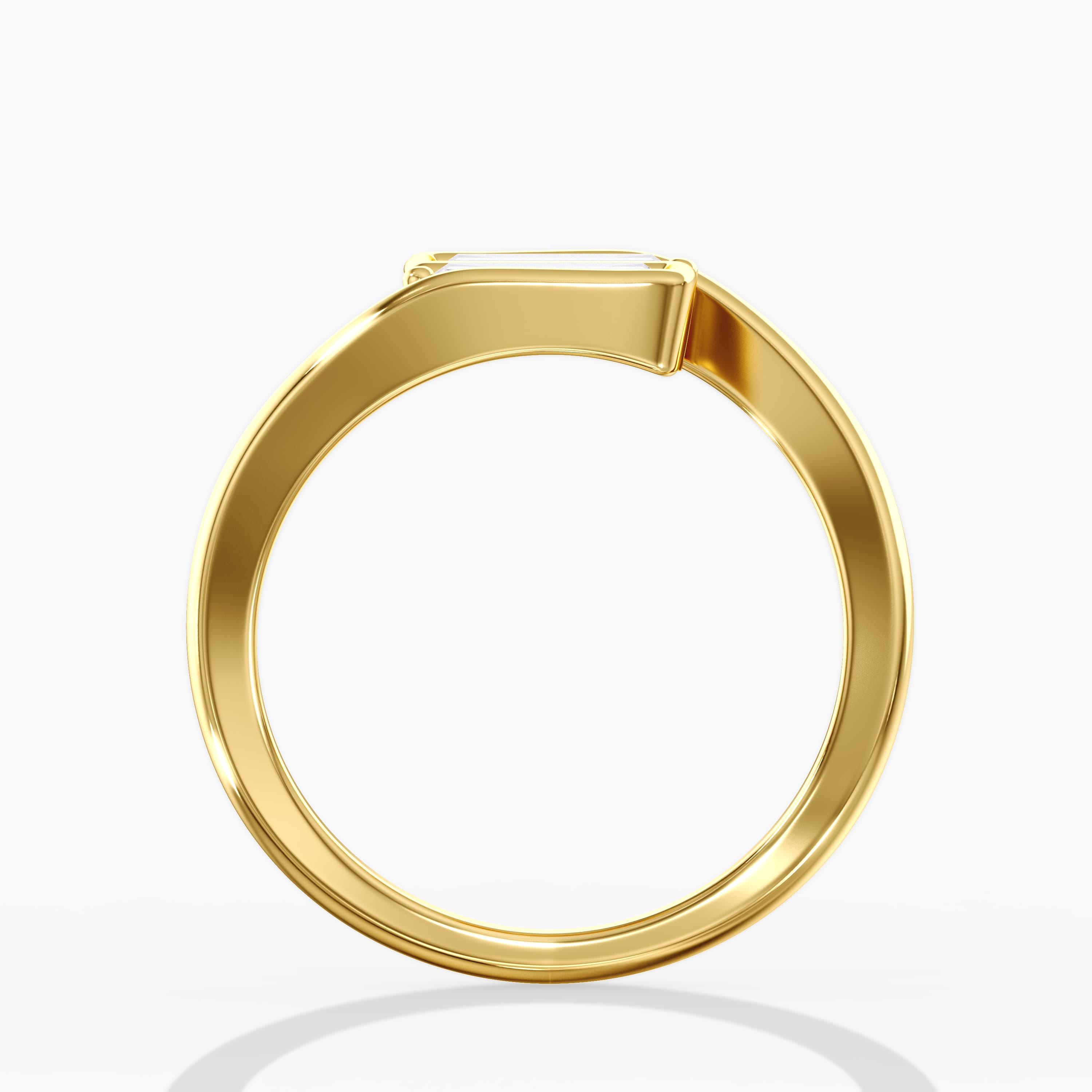 Lab Diamond Elongated Baguette Ring 3/4 Ctw (3/4 ct. tw.), Side view in yellow gold