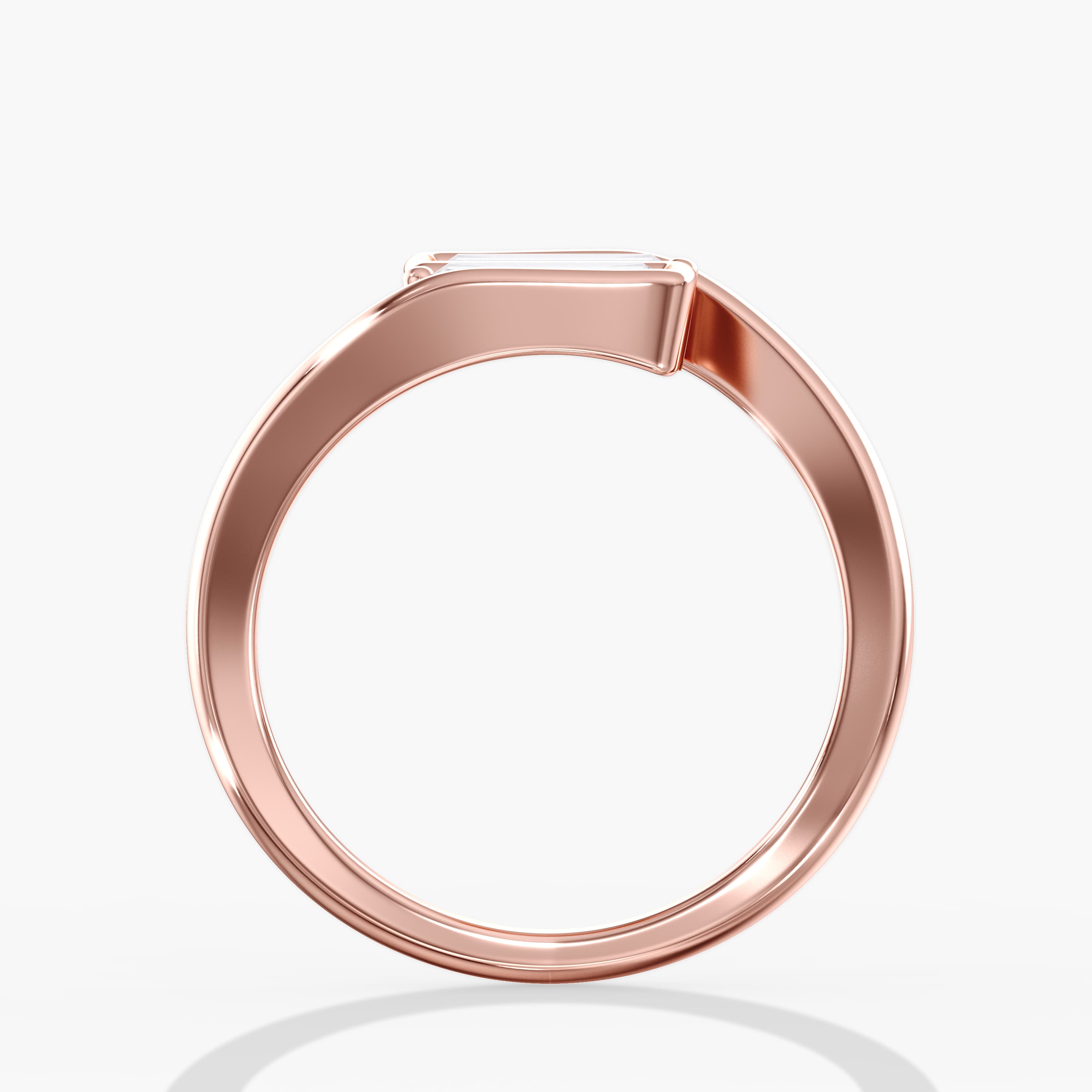 Lab Diamond Elongated Baguette Ring 3/4 Ctw (3/4 ct. tw.), Side view in rose gold