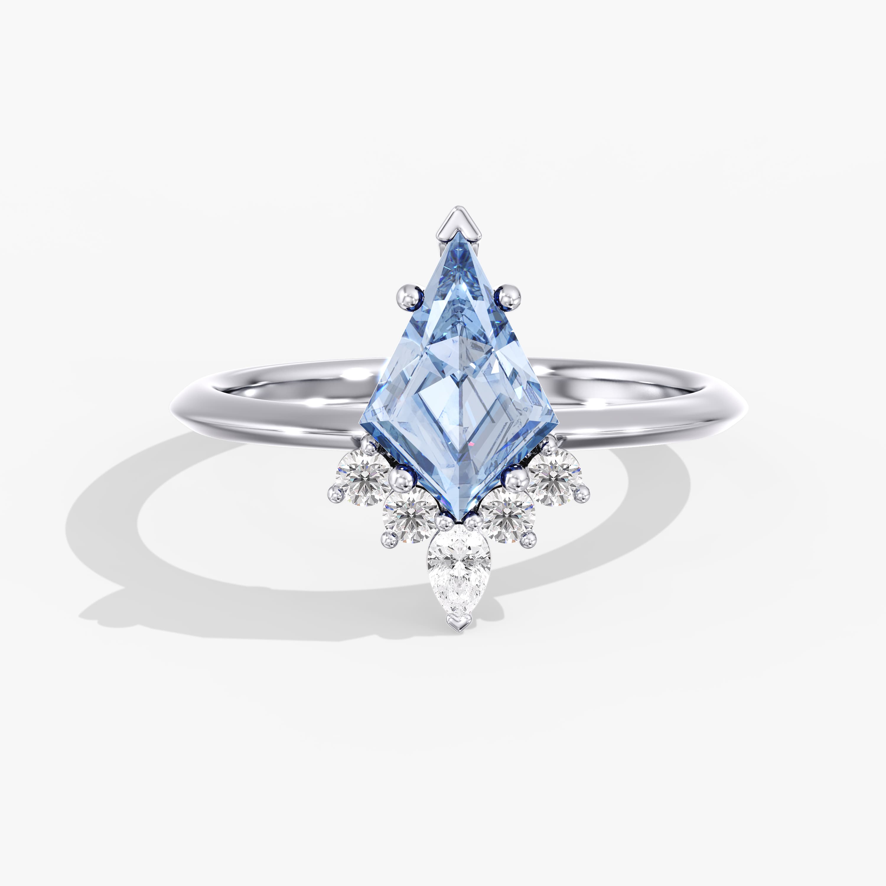 Lab Diamond Fancy Vivid Blue Kite Ring 1 1/2 Ctw. — View 1