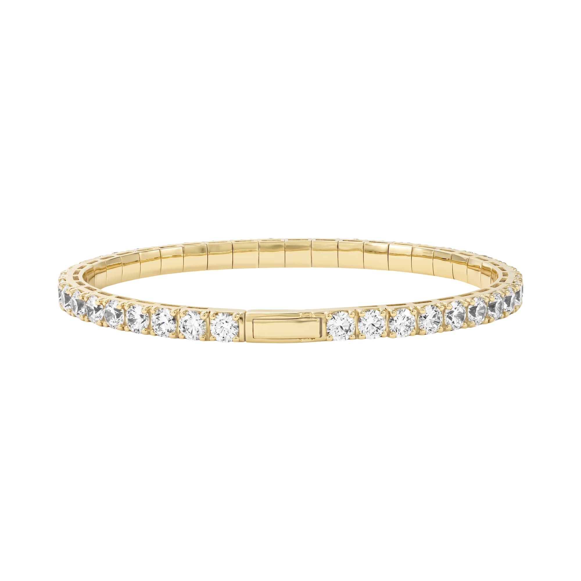 10 CTW Lab-Grown Diamond Flexible Bangle (10 ct. tw.), Angle view in yellow gold