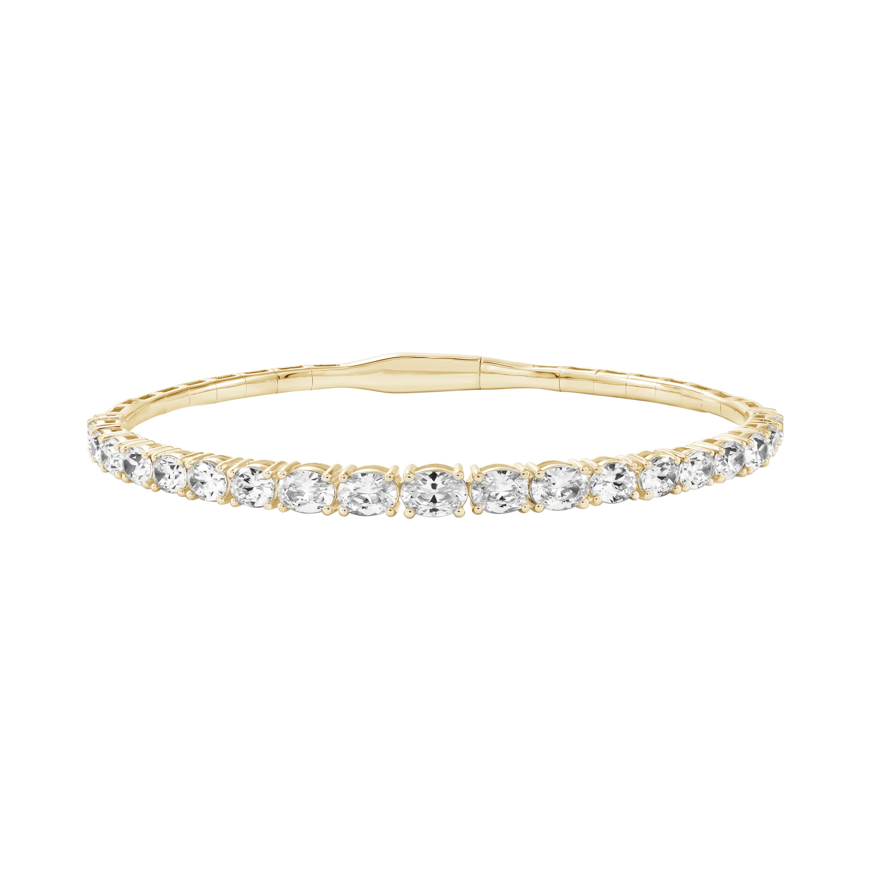 4.5 CTW Graduated Oval Lab-Grown Diamond Flexible Half Bangle (2 ct. tw.), Front view in yellow gold
