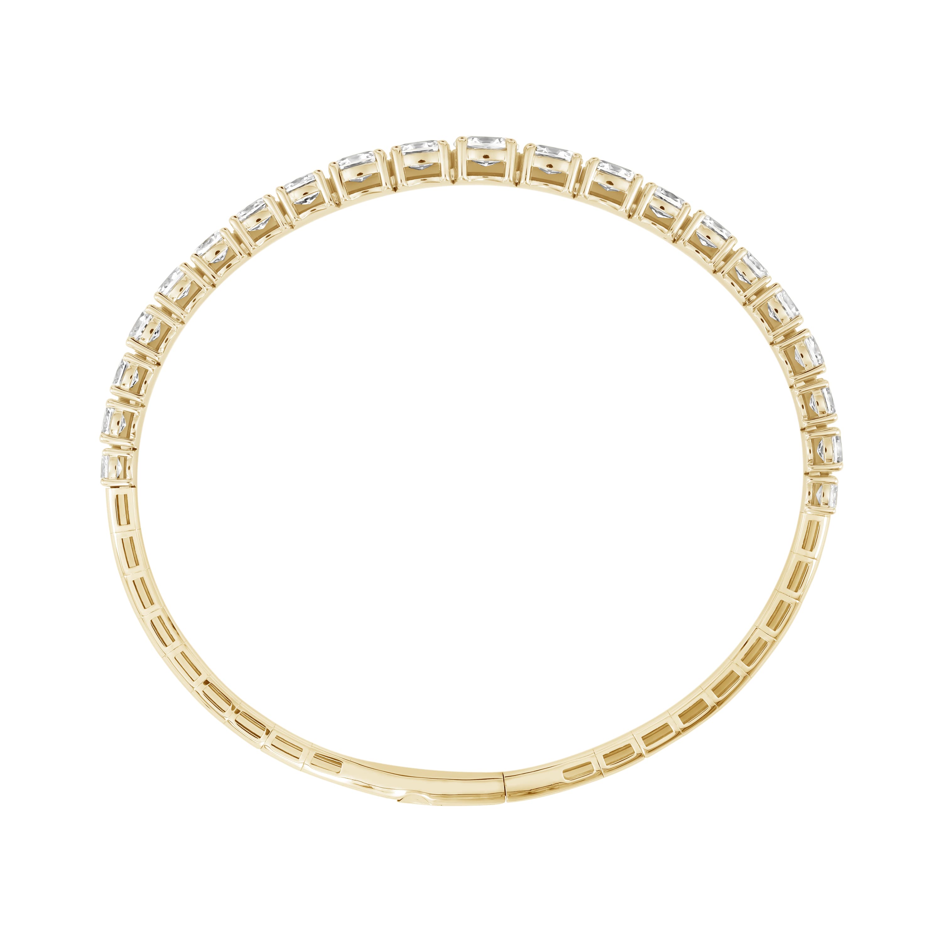 4.5 CTW Graduated Oval Lab-Grown Diamond Flexible Half Bangle (2 ct. tw.), Side view in yellow gold