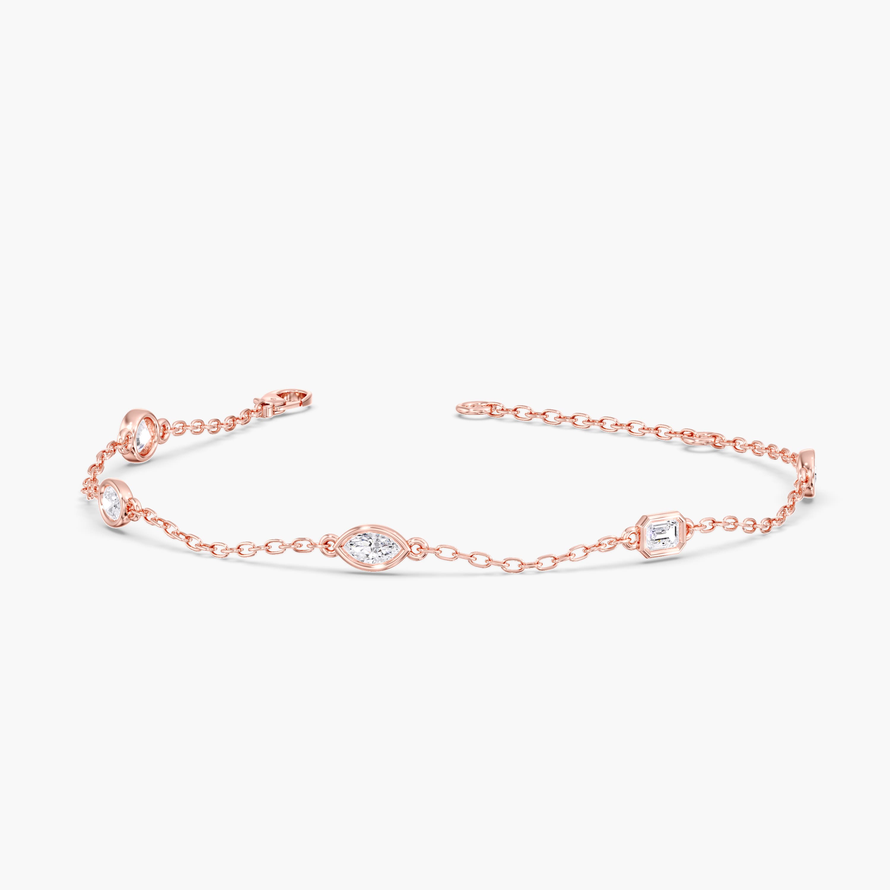 Lab Diamond Multi-Shape Stationary Bracelet 1/2 Ctw (2 ct. tw.), Front view in rose gold