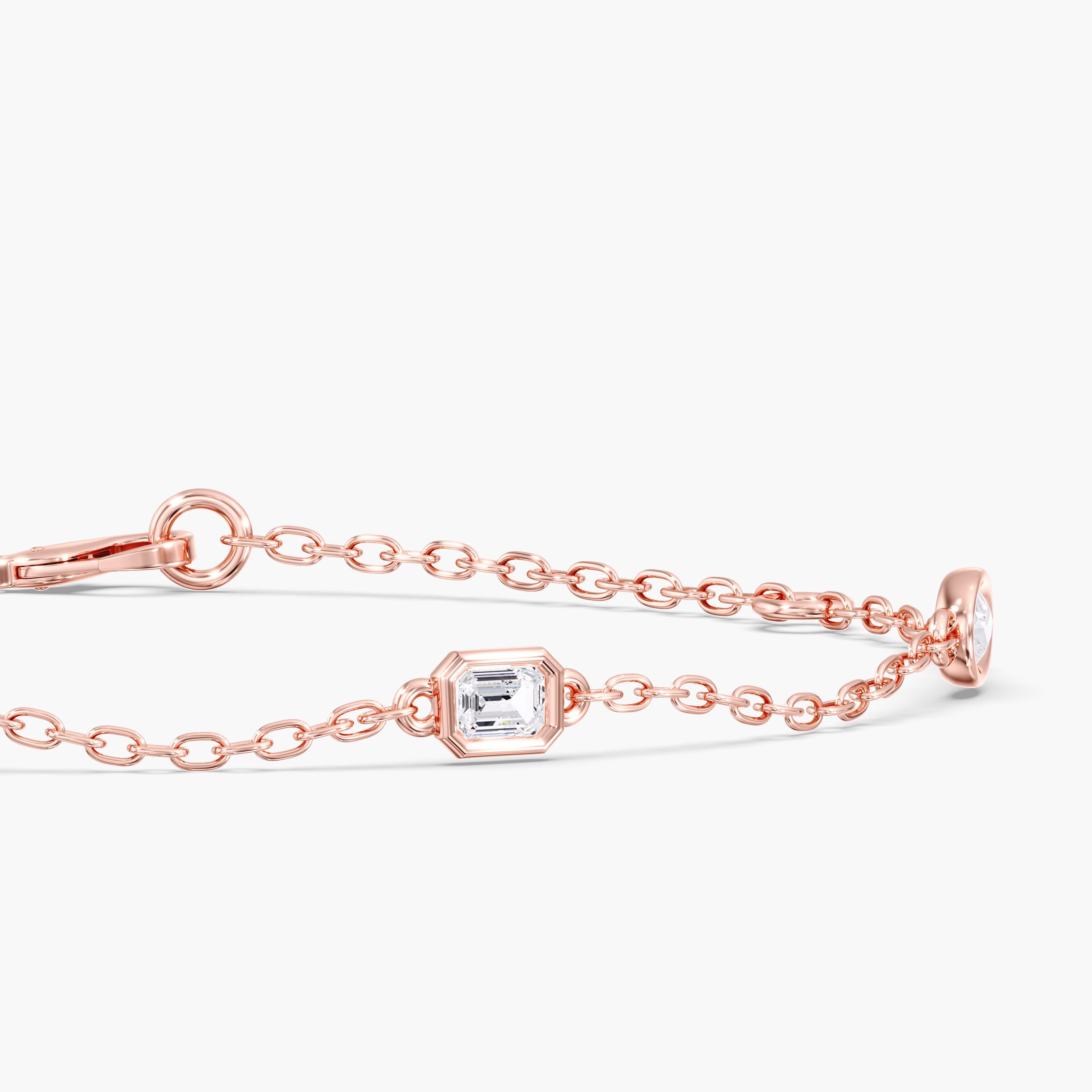 Lab Diamond Multi-Shape Stationary Bracelet 1/2 Ctw (2 ct. tw.), Side view in rose gold