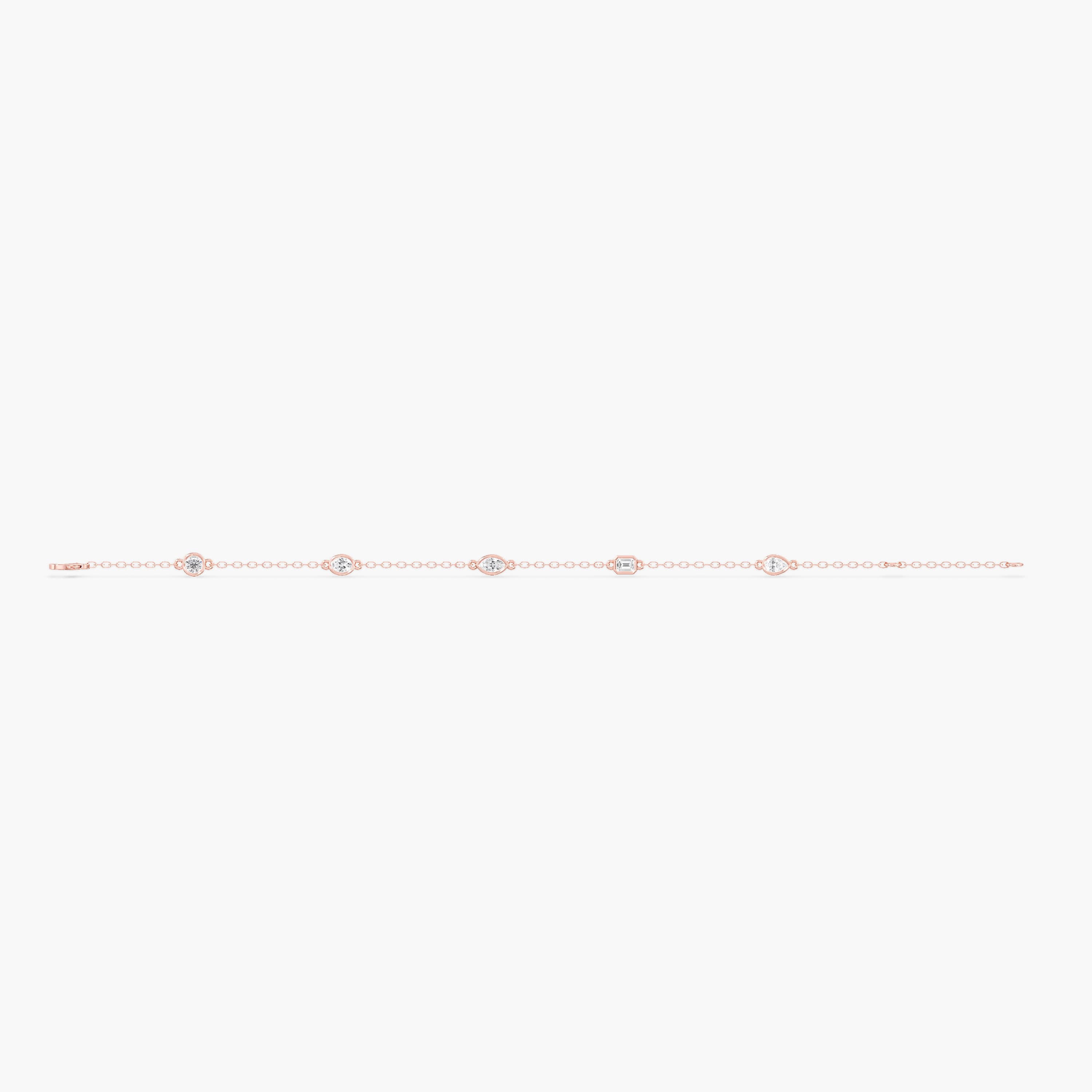 Lab Diamond Multi-Shape Stationary Bracelet 1/2 Ctw (2 ct. tw.), Top view in rose gold
