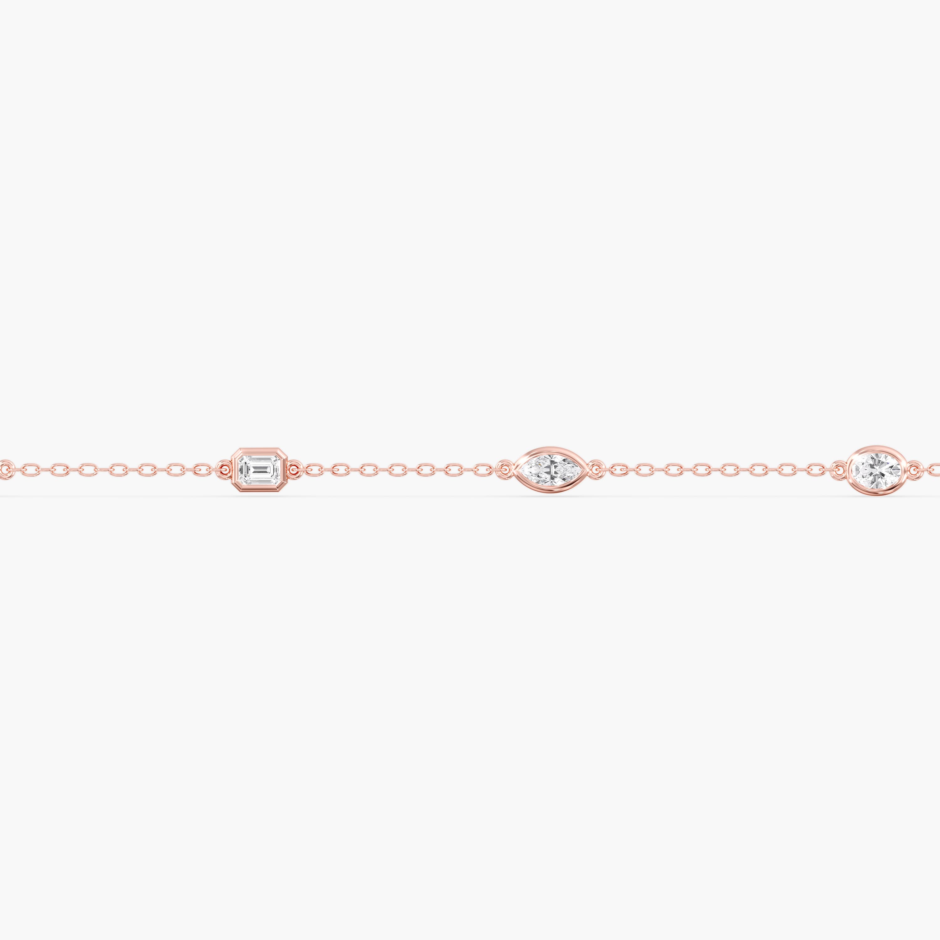 Lab Diamond Multi-Shape Stationary Bracelet 1 Ctw (1 ct. tw.), On hand view in rose gold