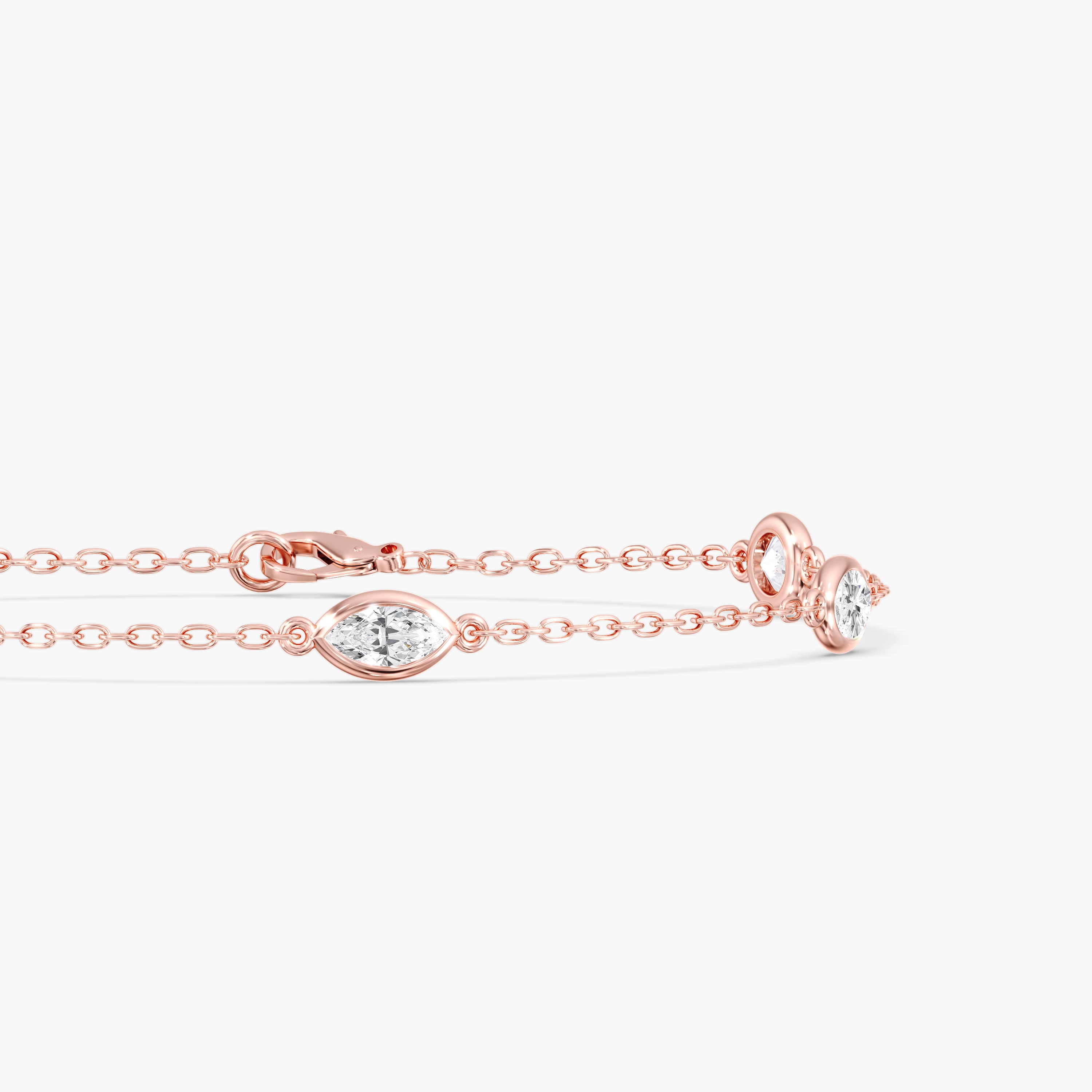 Lab Diamond Multi-Shape Stationary Bracelet 1 Ctw (1 ct. tw.), Side view in rose gold