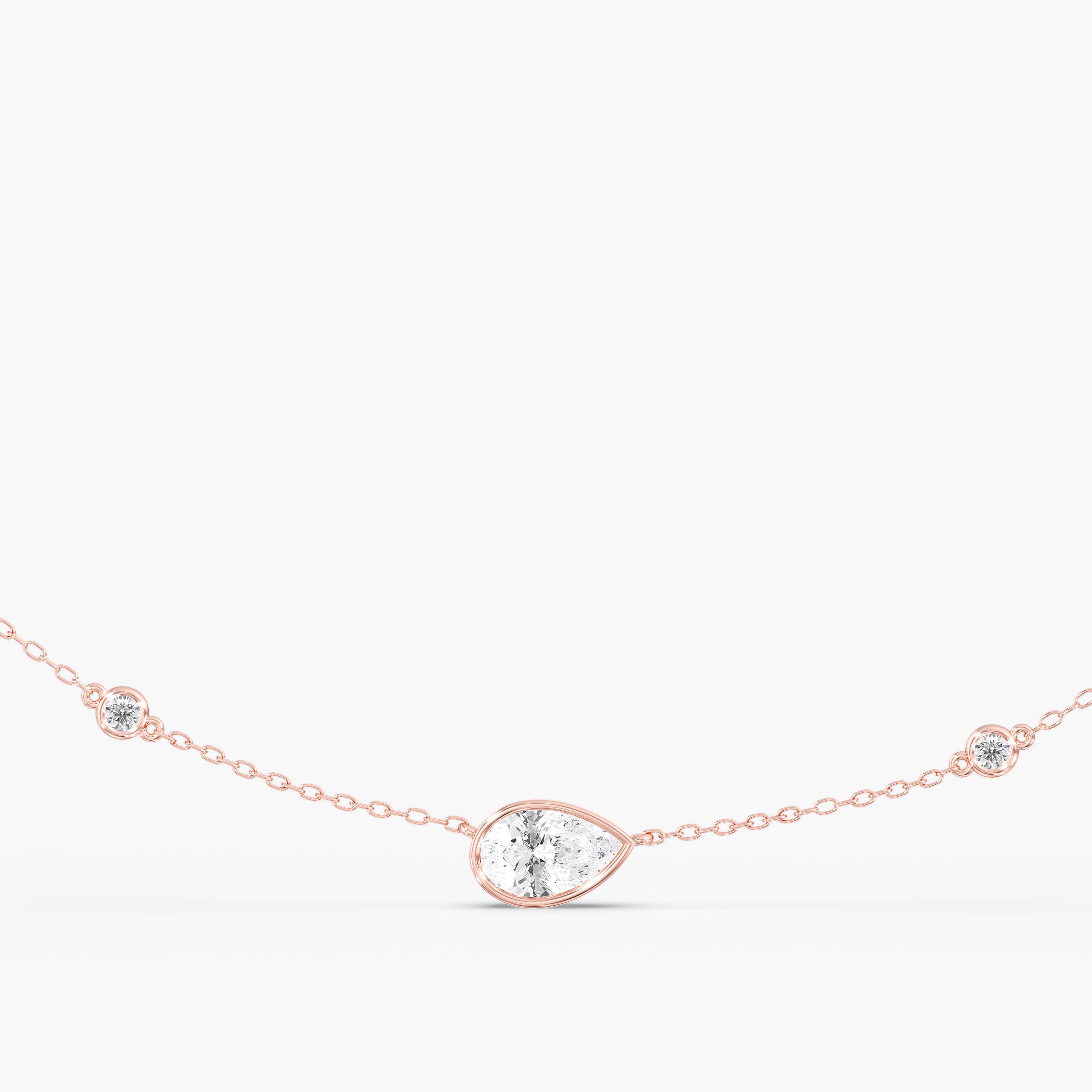 Lab Diamond Bezel Set Radiant Stationary Necklace 2 Ctw (2 1/2 ct. tw.), Angle view in rose gold