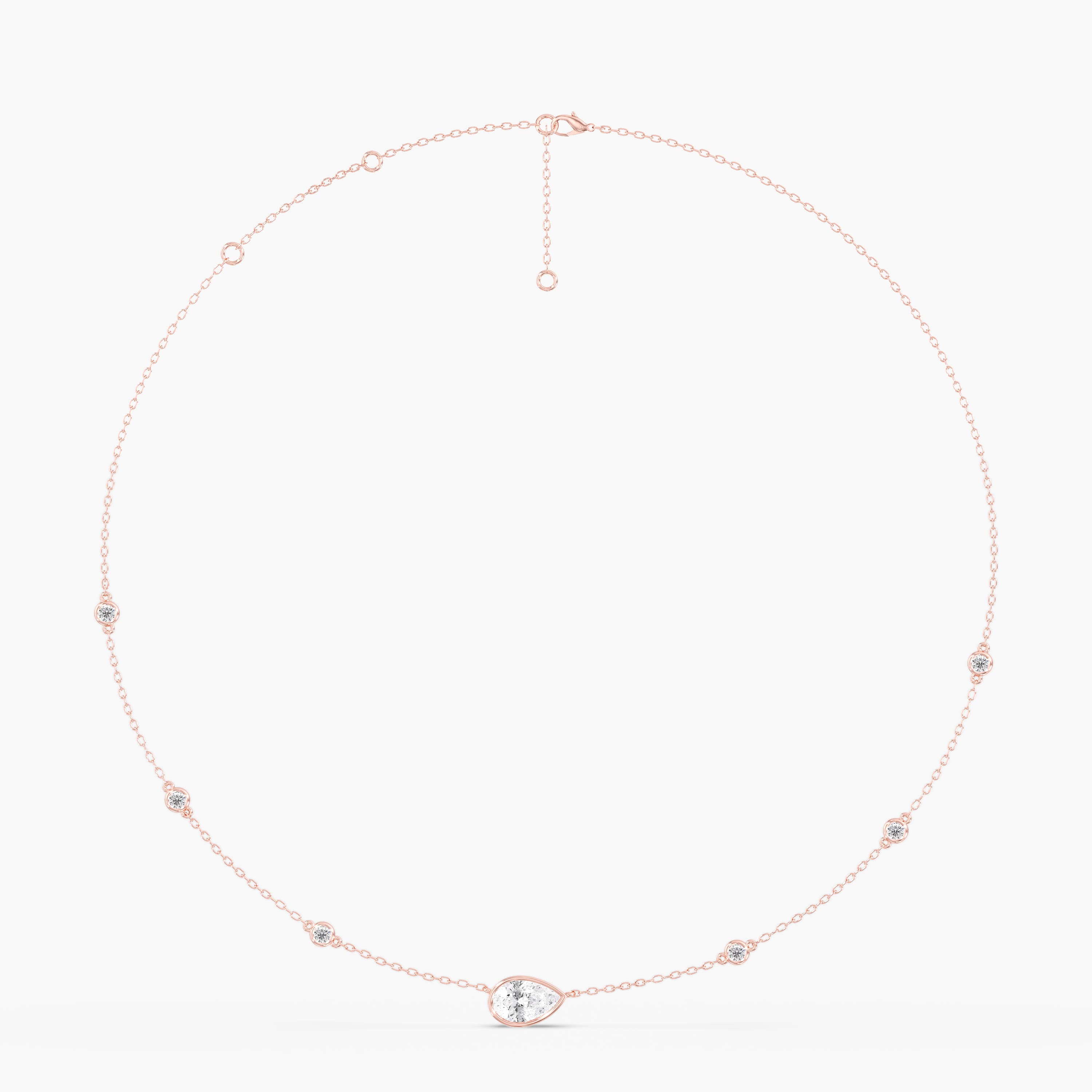 Lab Diamond Bezel Set Radiant Stationary Necklace 2 Ctw (2 1/2 ct. tw.), Side view in rose gold