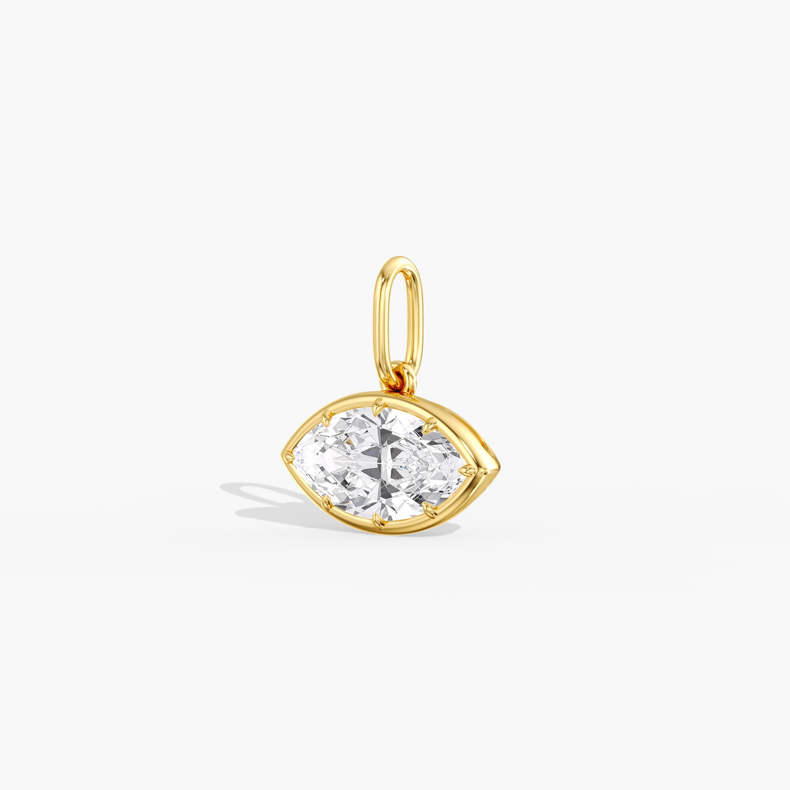 Lab Diamond East-West Marquise Pendant 2 Ct (2 ct. tw.), Angle view in yellow gold