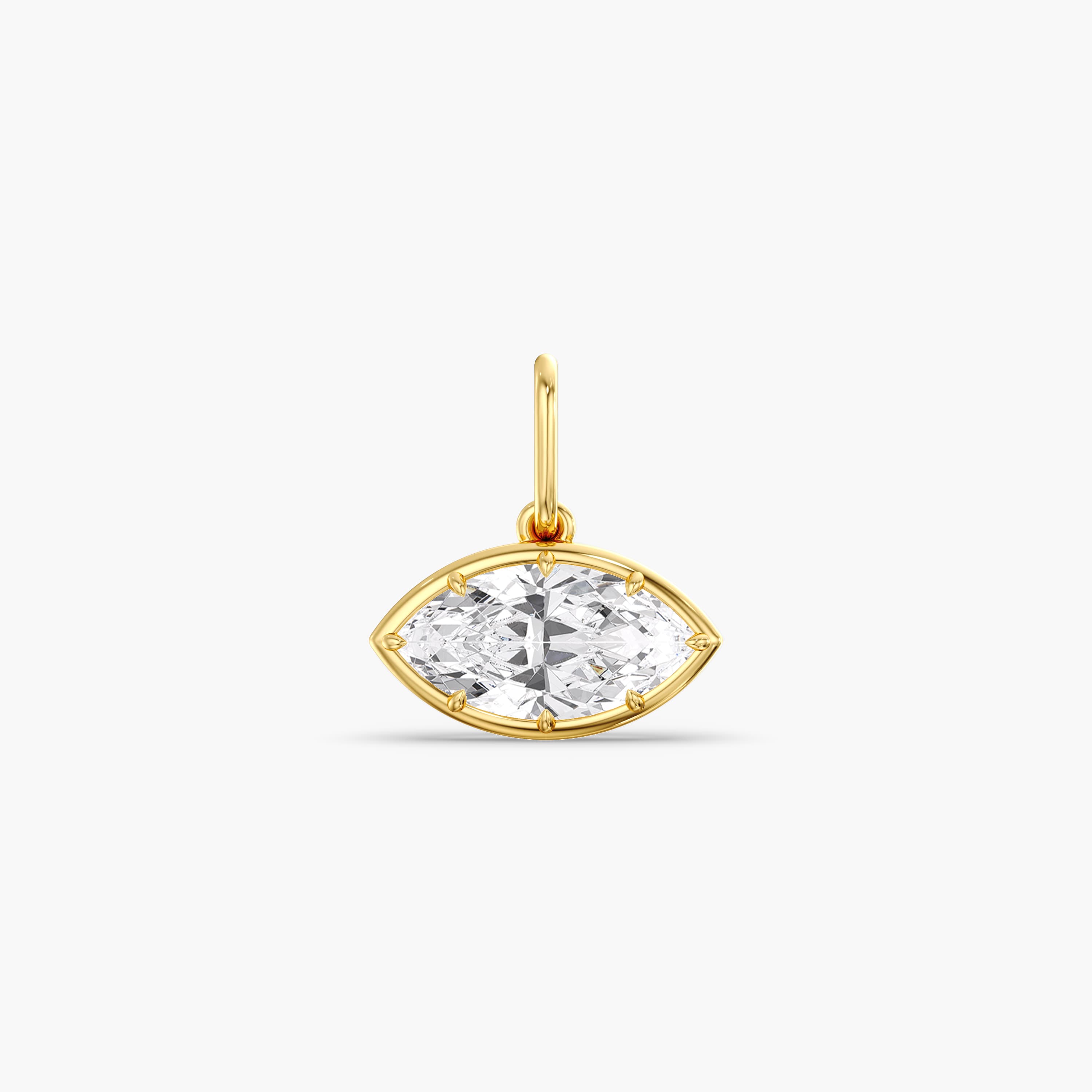 Lab Diamond East-West Marquise Pendant 2 Ct (2 ct. tw.), On hand view in yellow gold