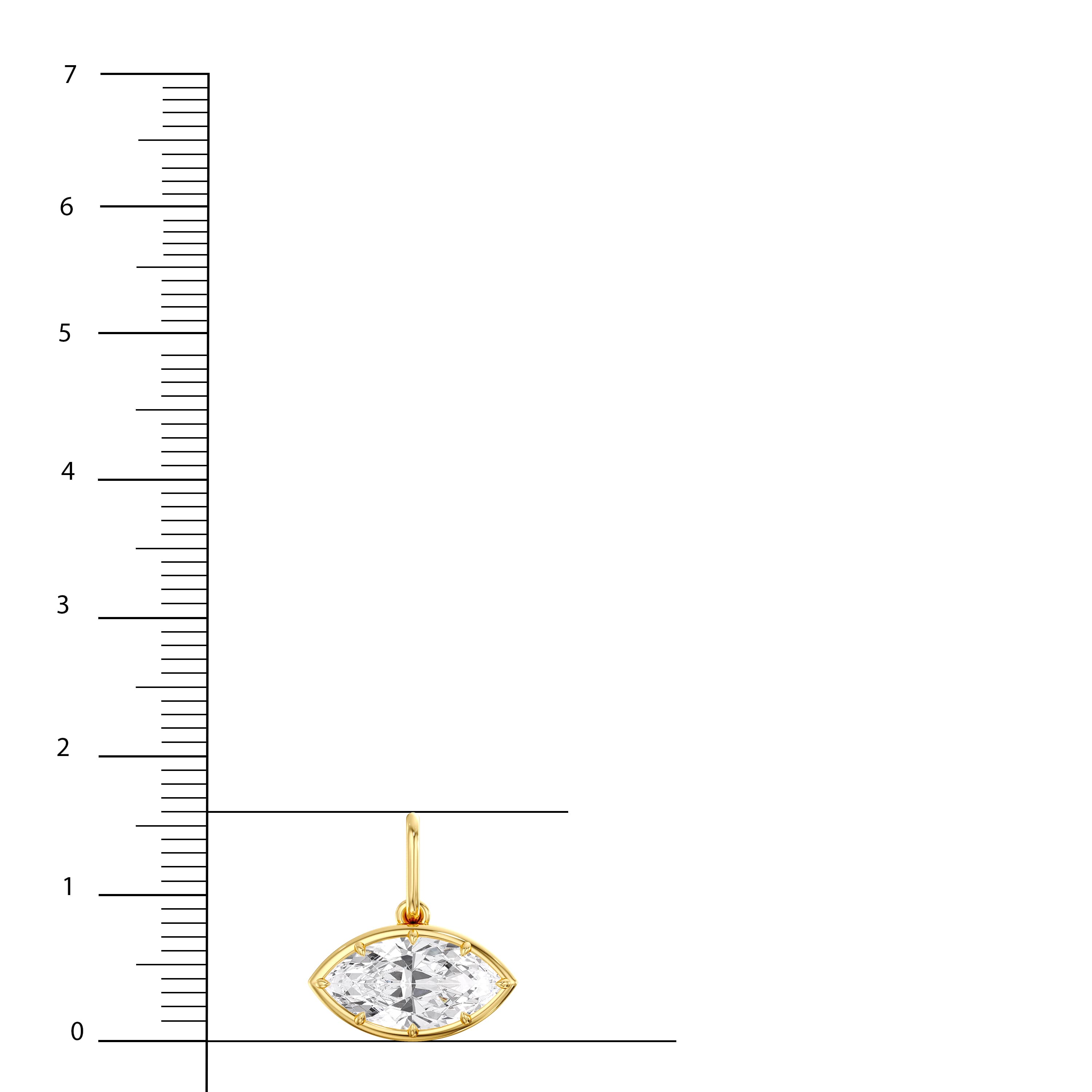 Lab Diamond East-West Marquise Pendant 2 Ct (2 ct. tw.), Top view in yellow gold