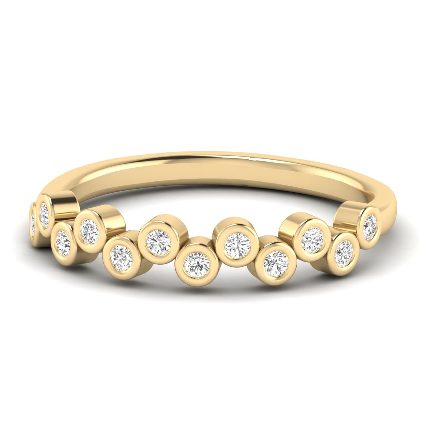 Lab Diamond Bezel Set Band 1/5 Ctw (0.18 ct. tw.), Front view in yellow gold