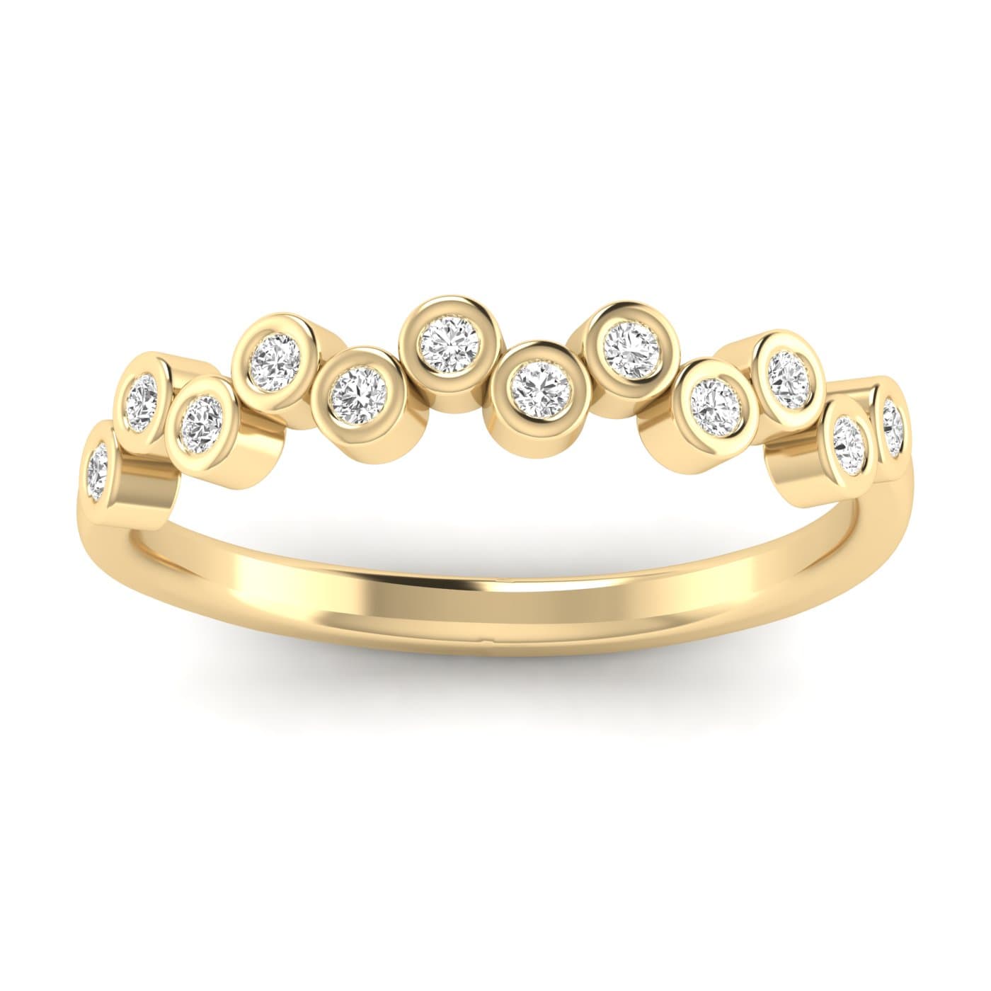 Lab Diamond Bezel Set Band 1/5 Ctw (0.18 ct. tw.), On hand view in yellow gold