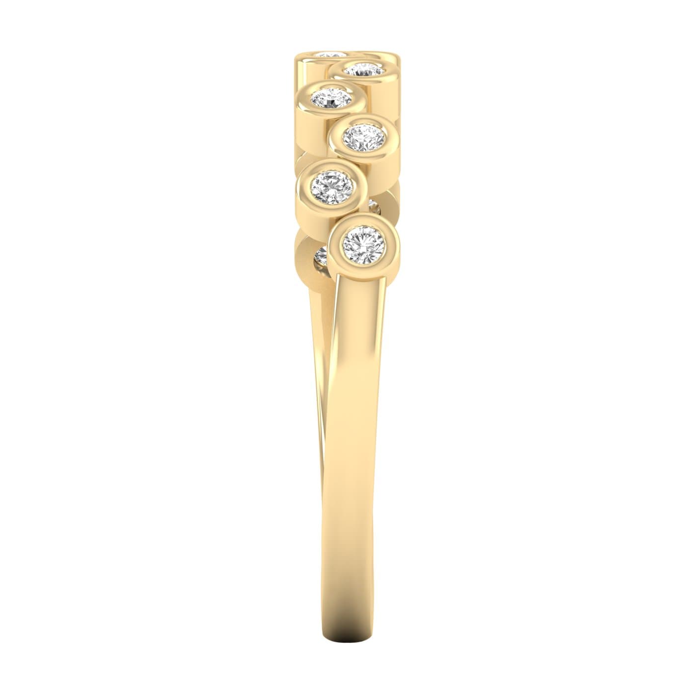 Lab Diamond Bezel Set Band 1/5 Ctw (0.18 ct. tw.), Top view in yellow gold