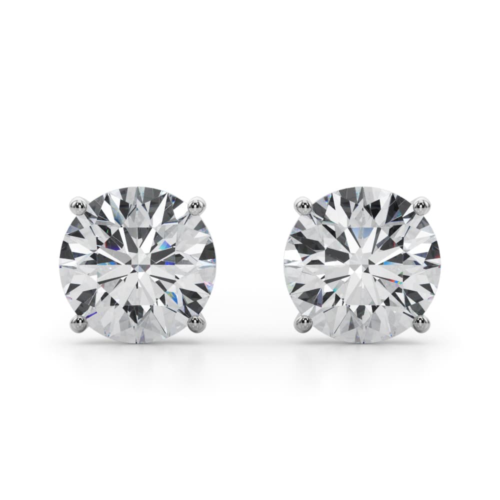 Certified 8 ctw Round Lab Grown Diamond Solitaire Studs (8 ct. tw.), Front view in white gold or platinum