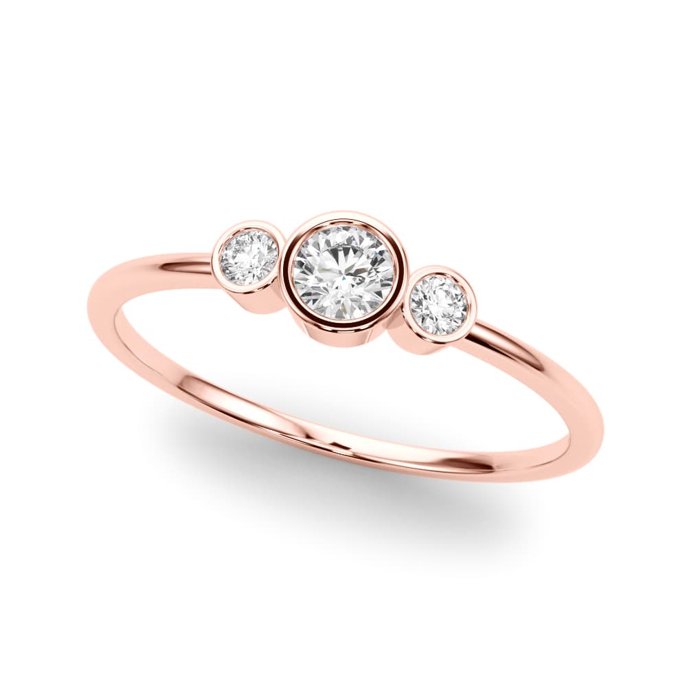 3-Stone Bezel Set Fashion Ring (0.06 ct. tw.), Front view in rose gold