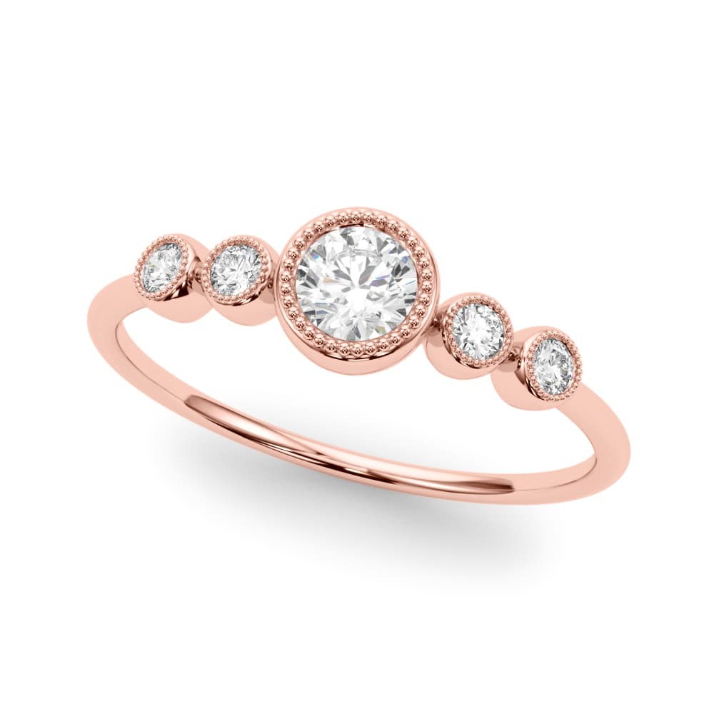 Lab-Grown Diamond Milgrain Bezel Set Fashion Ring (0.07 ct. tw.), Front view in rose gold