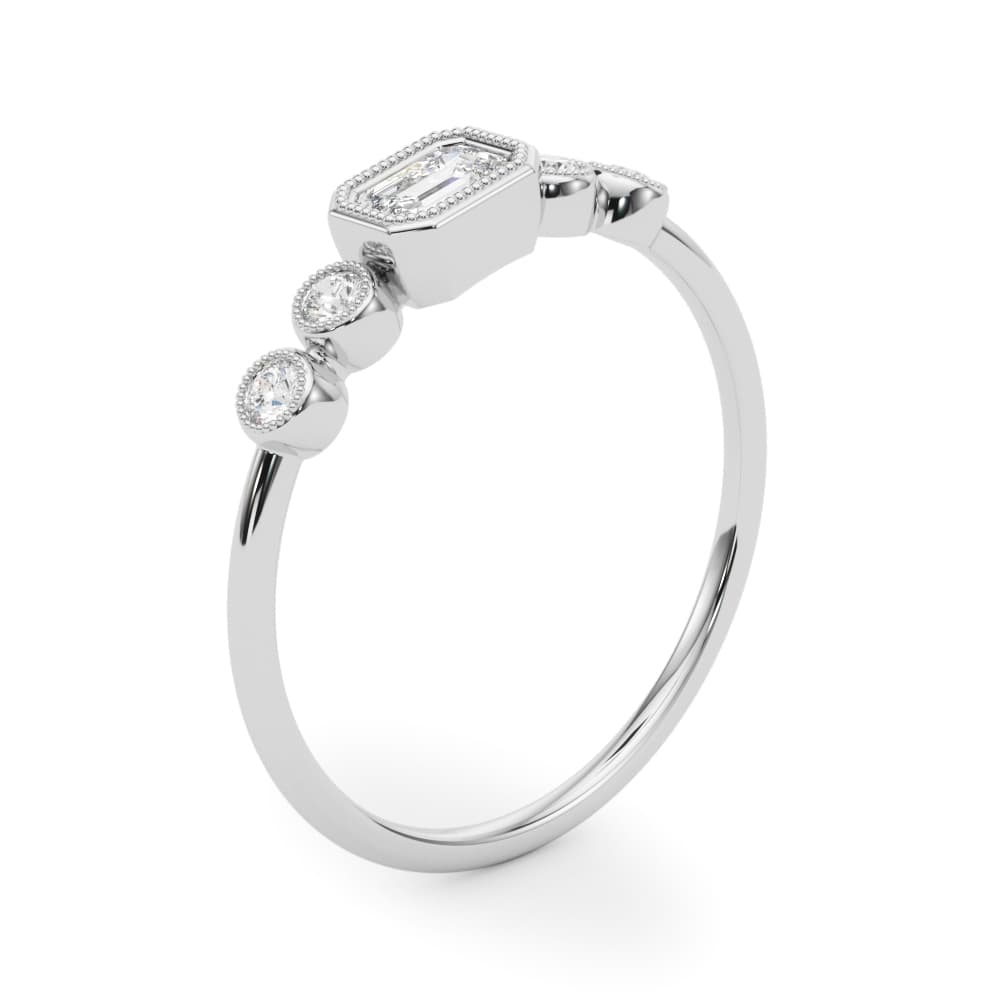 5-Stone Bezel Set Milgrain Fashion Ring (0.07 ct. tw.), Angle view in white gold or platinum
