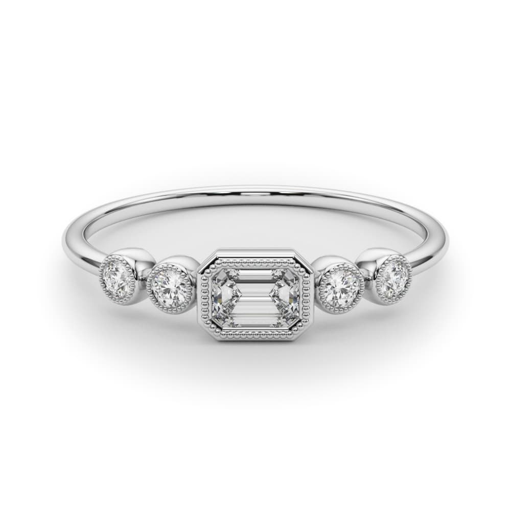 5-Stone Bezel Set Milgrain Fashion Ring (0.07 ct. tw.), On hand view in white gold or platinum