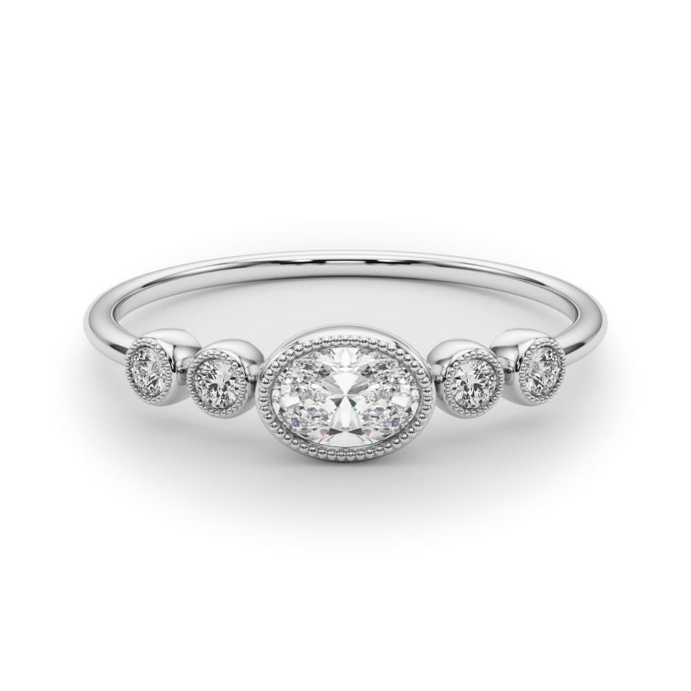 5 Stone Fashion Ring Ov ctr (0.07 ct. tw.), On hand view in white gold or platinum