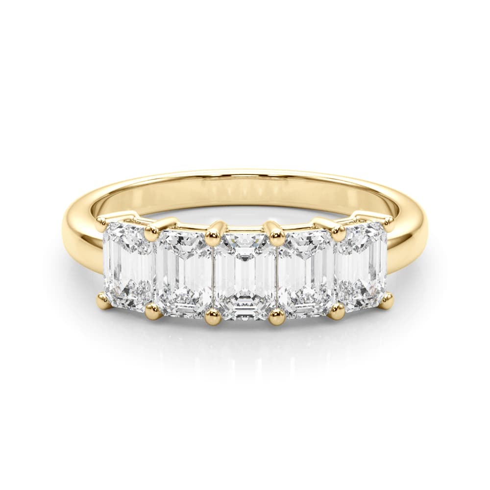 Lab-Grown Diamond 5-Stone Emerald Cut Band (1 ct. tw.), On hand view in yellow gold
