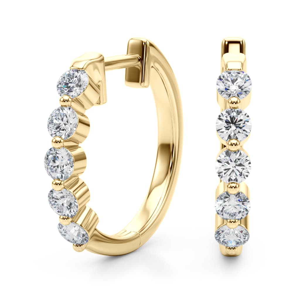Classic Hoop Earrings (1 ct. tw.), Angle view in yellow gold