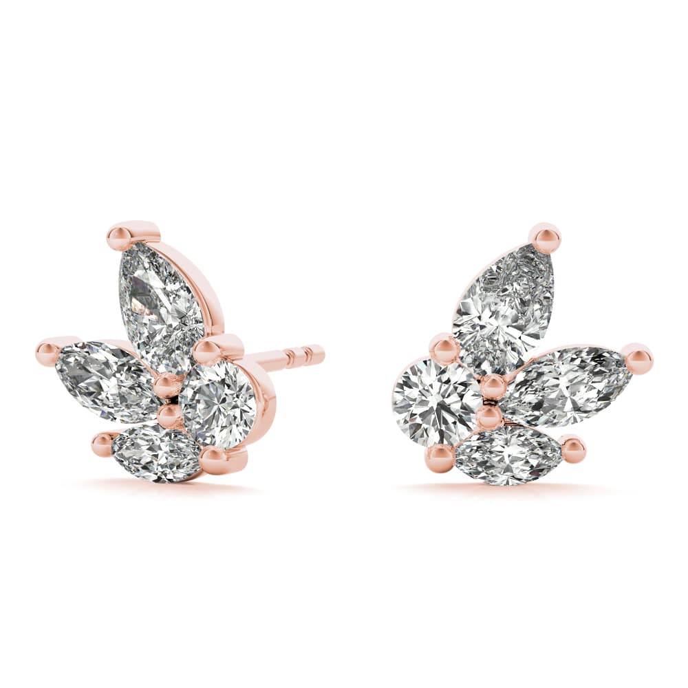 Lab-Grown Diamond Marquise Cluster Stud Earrings (1.04 ct. tw.), Angle view in rose gold