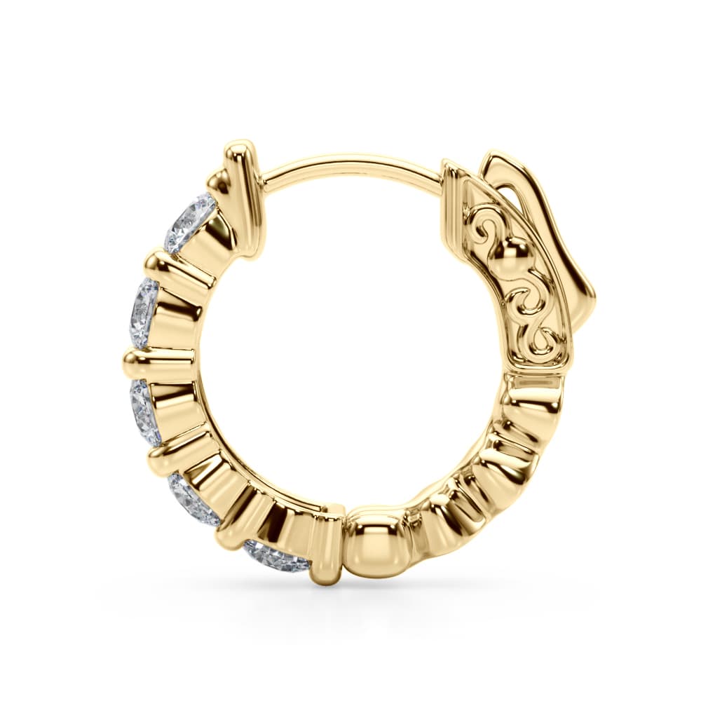 Lab-Grown Diamond Shared Prong Vault Lock Hoop Earrings (1.6 ct. tw.), Side view in yellow gold