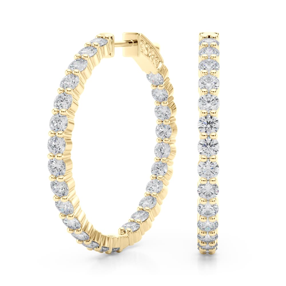 Inside-Out Shared Prong Round Hoop Earrings (4 1/2 ct. tw.), Front view in yellow gold